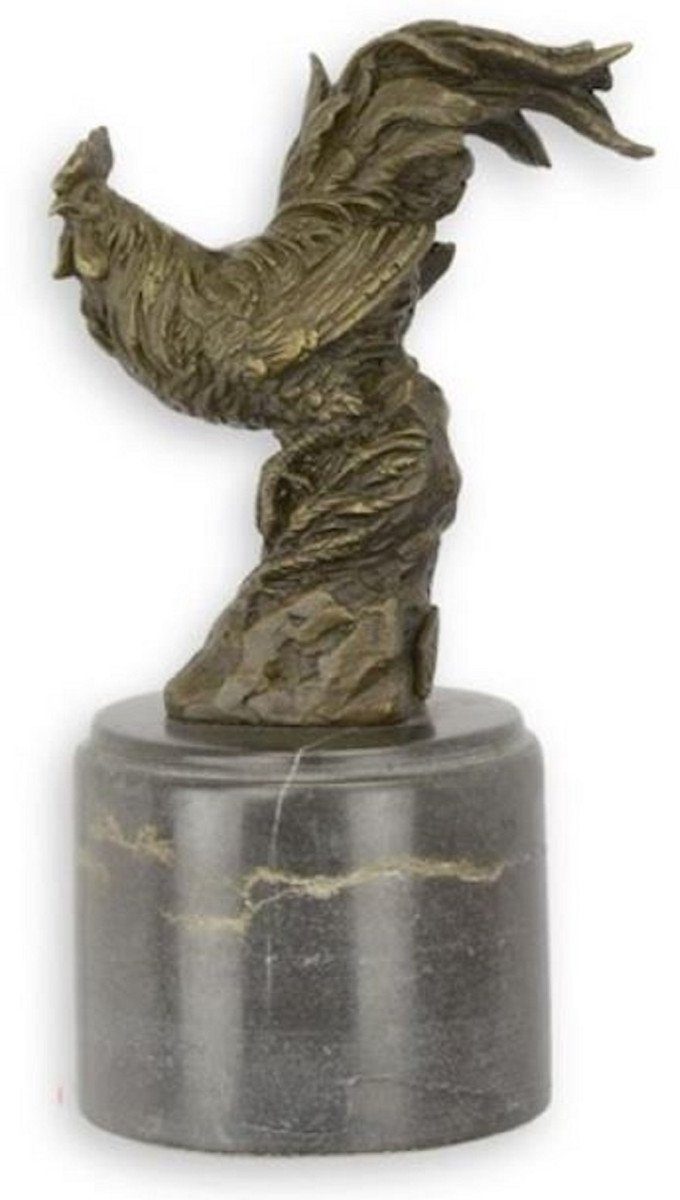 Casa Padrino Dekofigur Deko Bronzefigur Hahn Vogel Bronze / Schwarz 7 x 8,8 x H. 16,1 cm - Bronze Skulptur - Dekofigur - Deko Accessoires