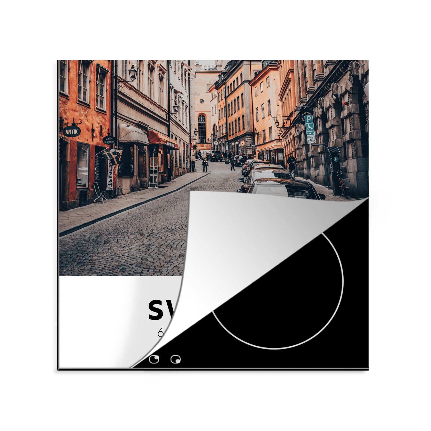 MuchoWow Herdblende-/Abdeckplatte Schweden - Auto - Skandinavien, Vinyl, (1 tlg), 78x78 cm, Ceranfeldabdeckung, Arbeitsplatte für küche