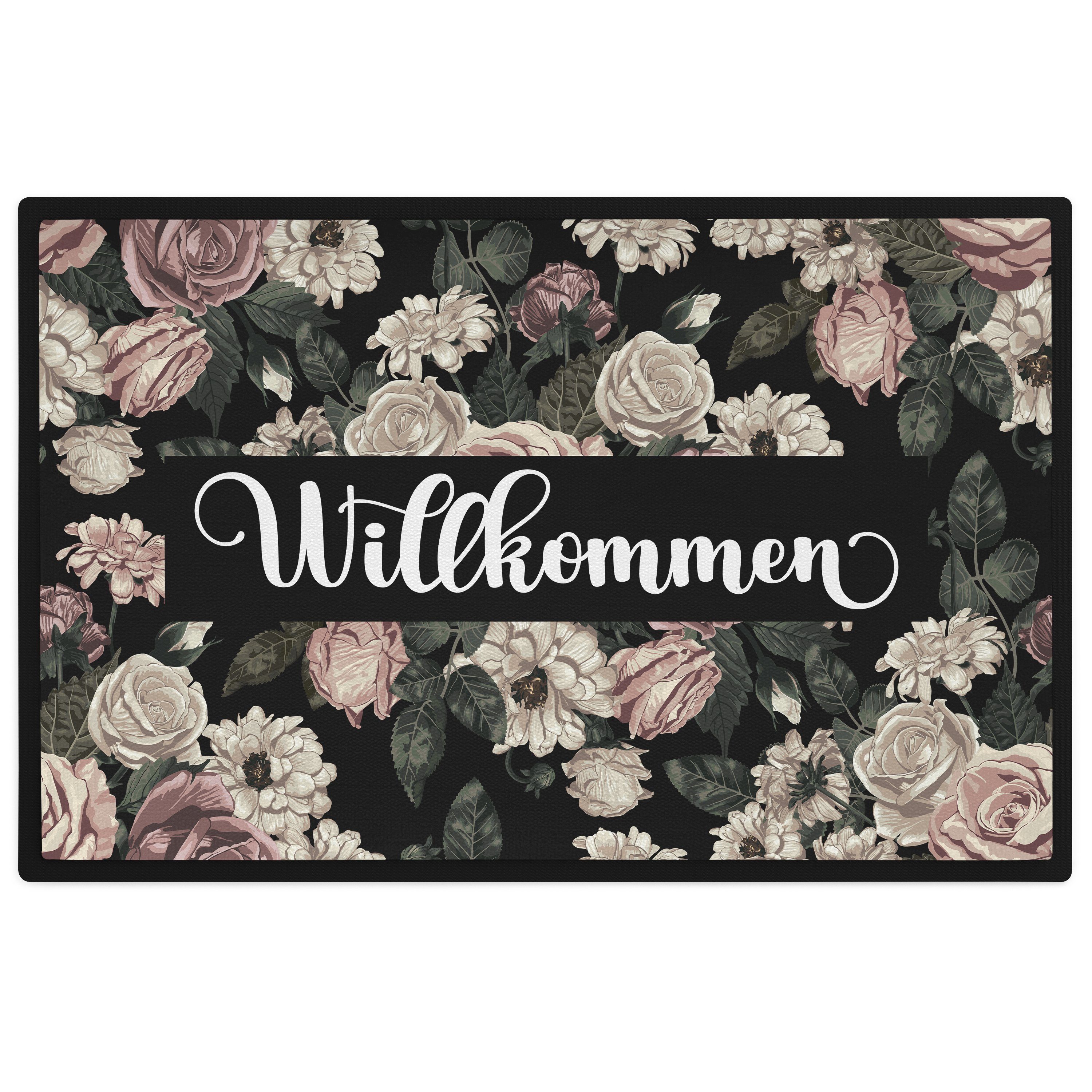 Fußmatte Willkommen Blumen Grafik Fußmatte Geschenk Schöne Fussmatte Außen und
