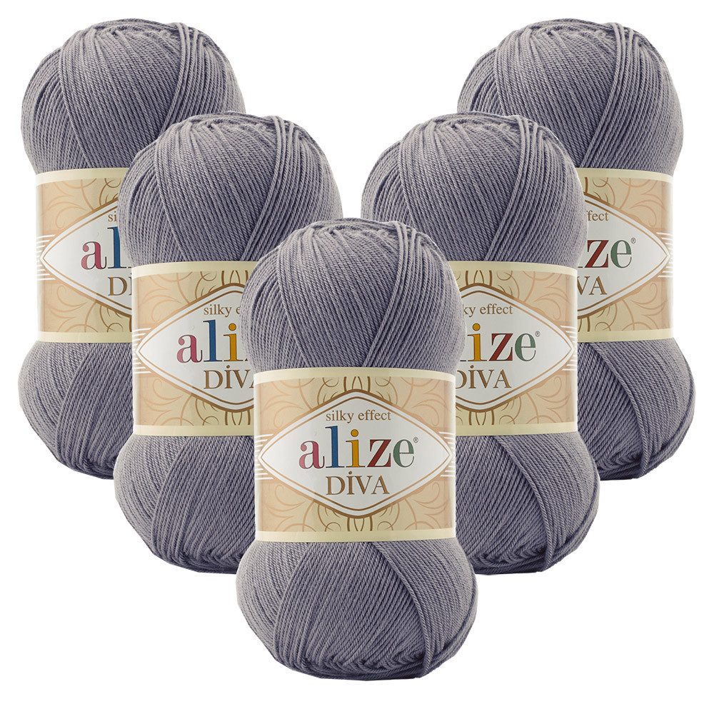 Alize 5 x ALIZE Diva Häkelwolle, 350 m, Spitze,Acrylgarn,Seideneffekt,Häkelkunst