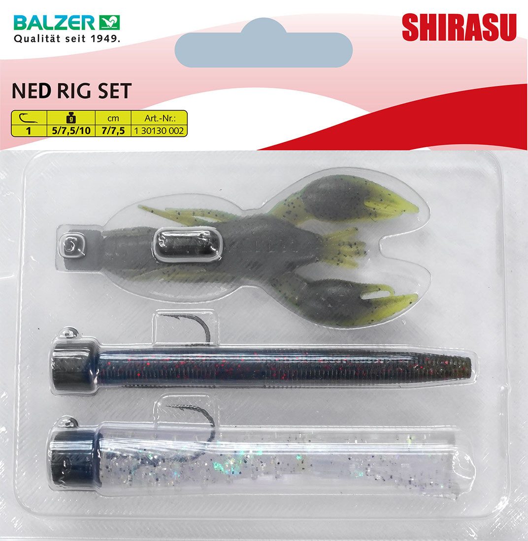 Kunstköder Ned Rig Set 5cm & 7,5cm 5g, 7,5g, 10g - 3 Gummiköder mit Jigköpfen