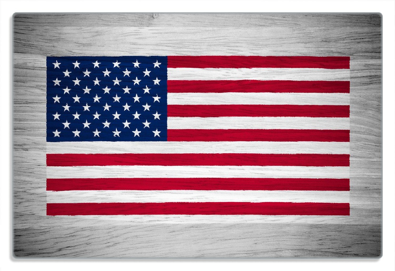 Wallario Frühstücksbrett USA Flagge auf Holz, (inkl. rutschfester Gummifüße 4mm, 1-St), 20x30cm