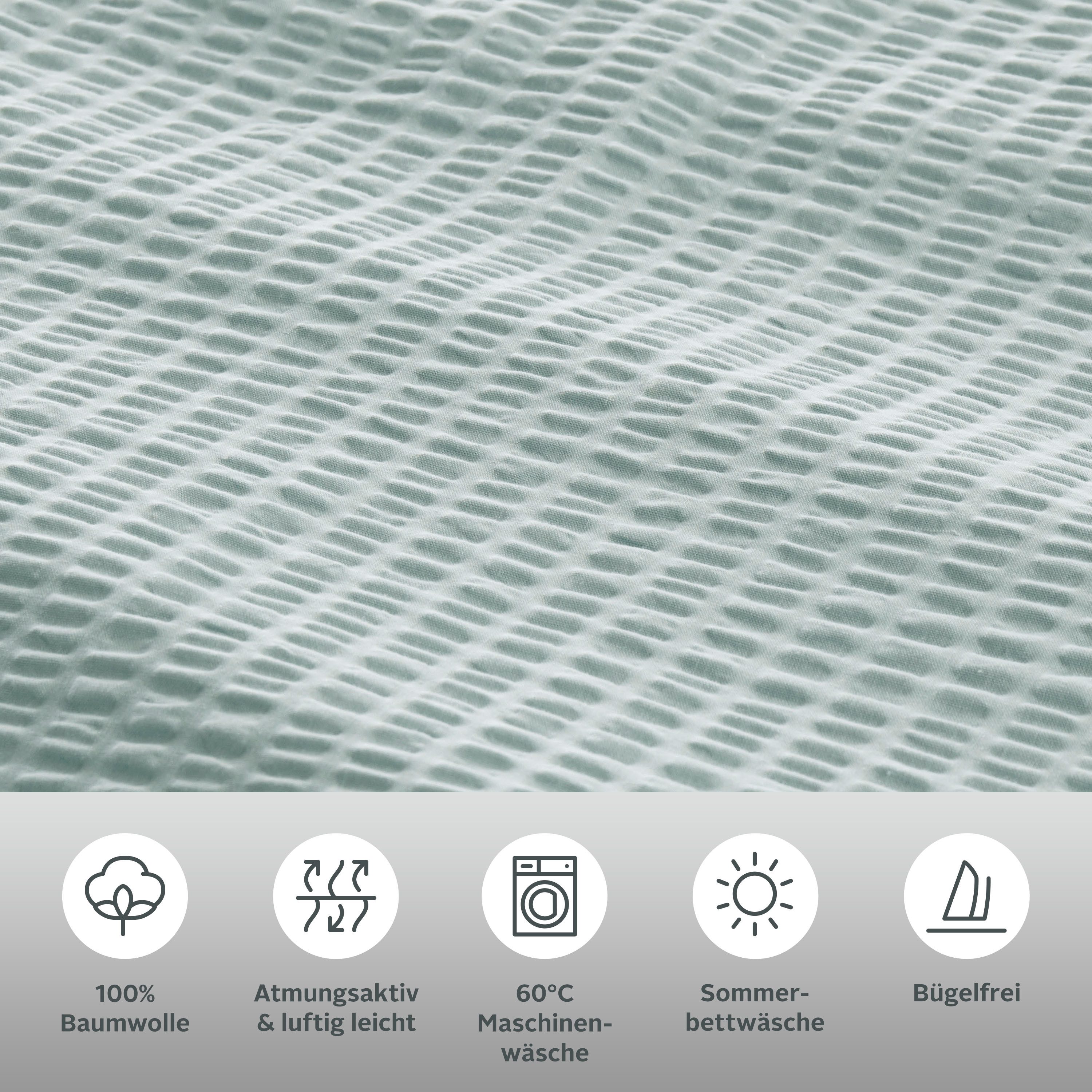 OTTO home Bettwäsche Sari2 in Gr. 135x200 oder 155x220 cm, Seersucker, 2 teilig, aus Baumwolle, uni Bettwäsche in Seersucker Qualität ideal für Sommer