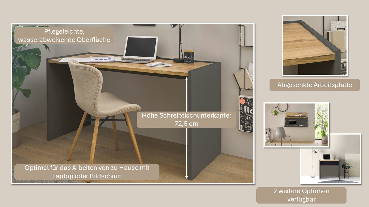Home affaire Büromöbel-Set CiTY/GiRON, (Set, 3-tlg)