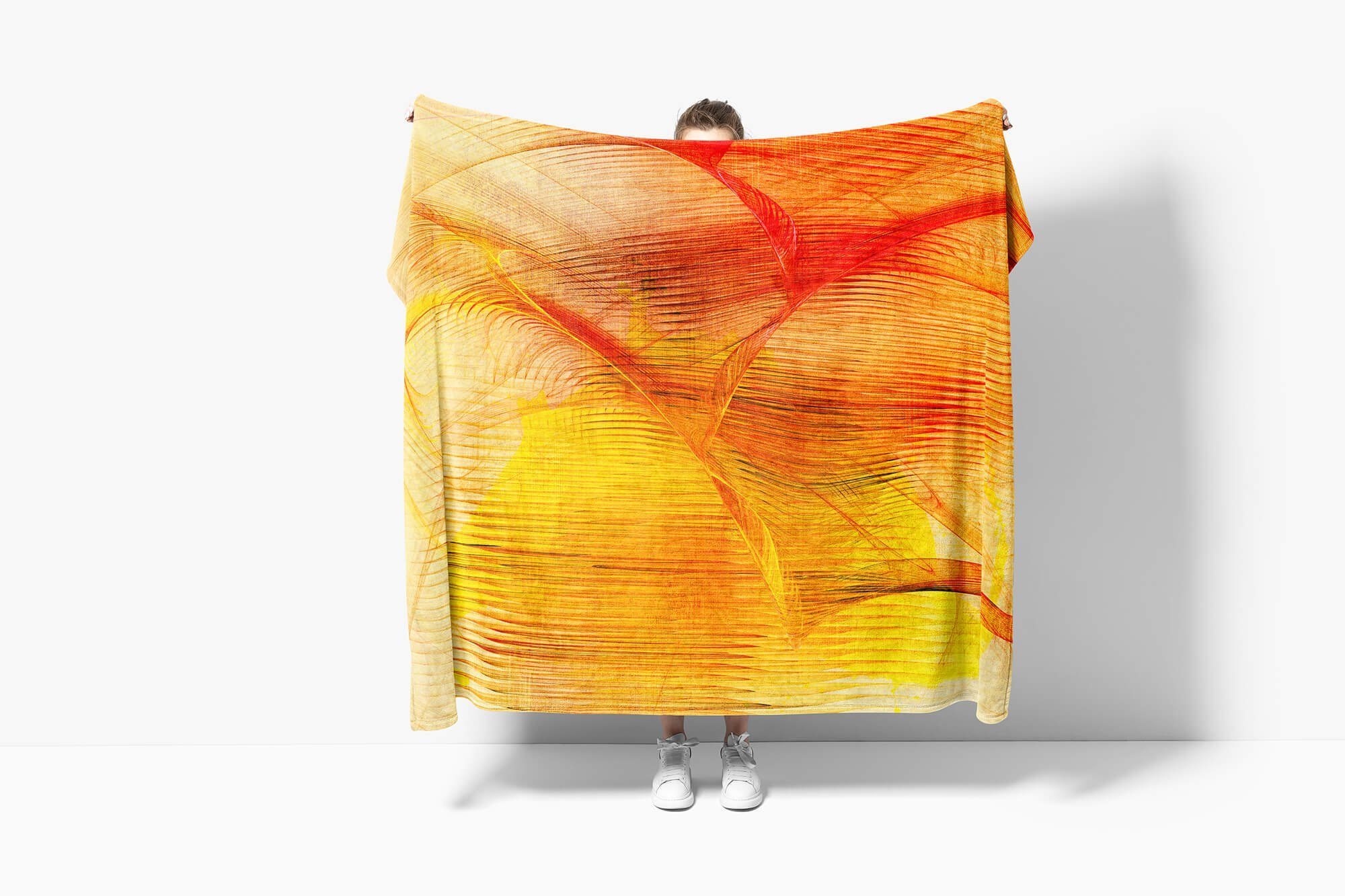 Handtuch Strandhandtuch Art Saunatuch Handtücher Baumwolle-Polyester-Mix (1-St), Sinus Handtuch mit Enigma Kuscheldecke abstrakten Motiv,