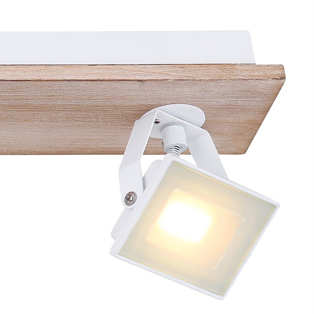 fest Deckenlampe Mehrflammig Warmweiß, etc-shop Deckenspot, braun Holz LED-Leuchtmittel Deckenleuchte LED verbaut,