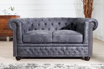 Casa Padrino Chesterfield-Sofa Chesterfield 2er Sofa Antikgrau aus dem Hause - Wohnzimmer Möbel - Couch