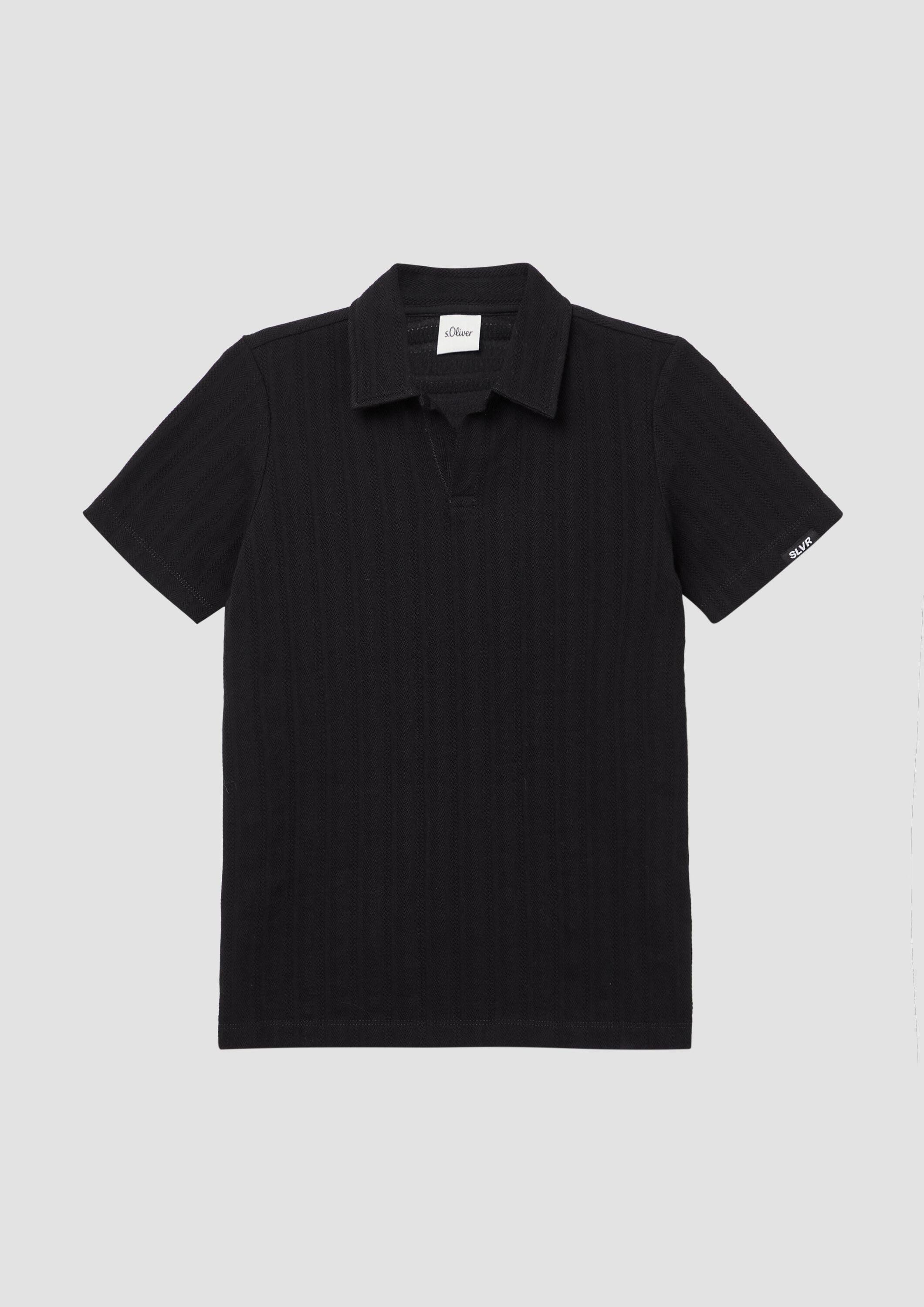s.Oliver Kurzarmshirt T-Shirt Poloshirt mit Strukturmuster