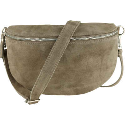 MIRROSI Bauchtasche Damen, Veloursleder, Made in Italy,Umhängetasche; Brusttasche (Schultertasche für jeden Anlass, 28x18x9 cm), Crossbody Bag, Schwarz, gemusterten& verstellbaren Schulterriemen