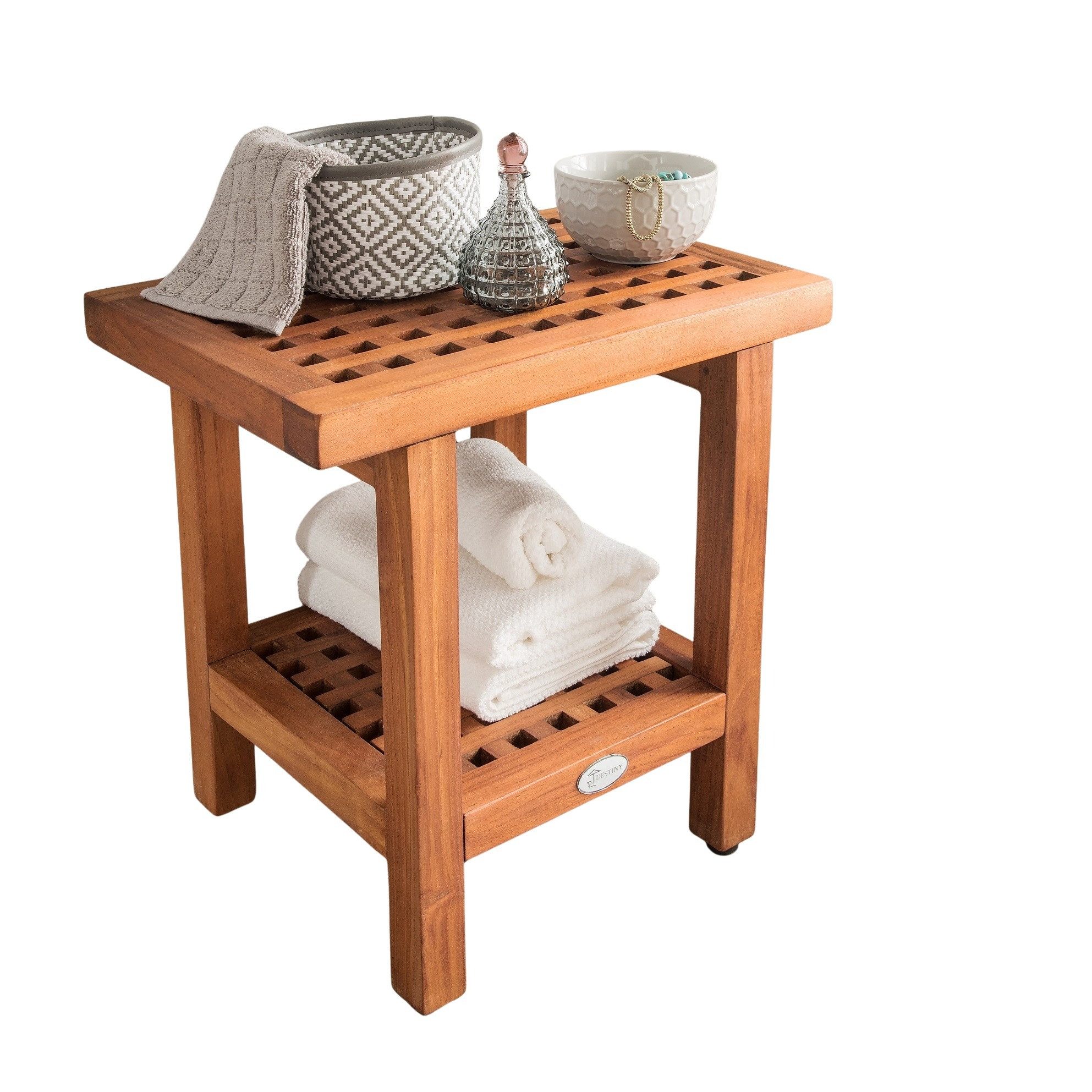 Destiny Badhocker SPA & LIVING (1 St), 45,5x30,5x45,5 cm, Teakholz