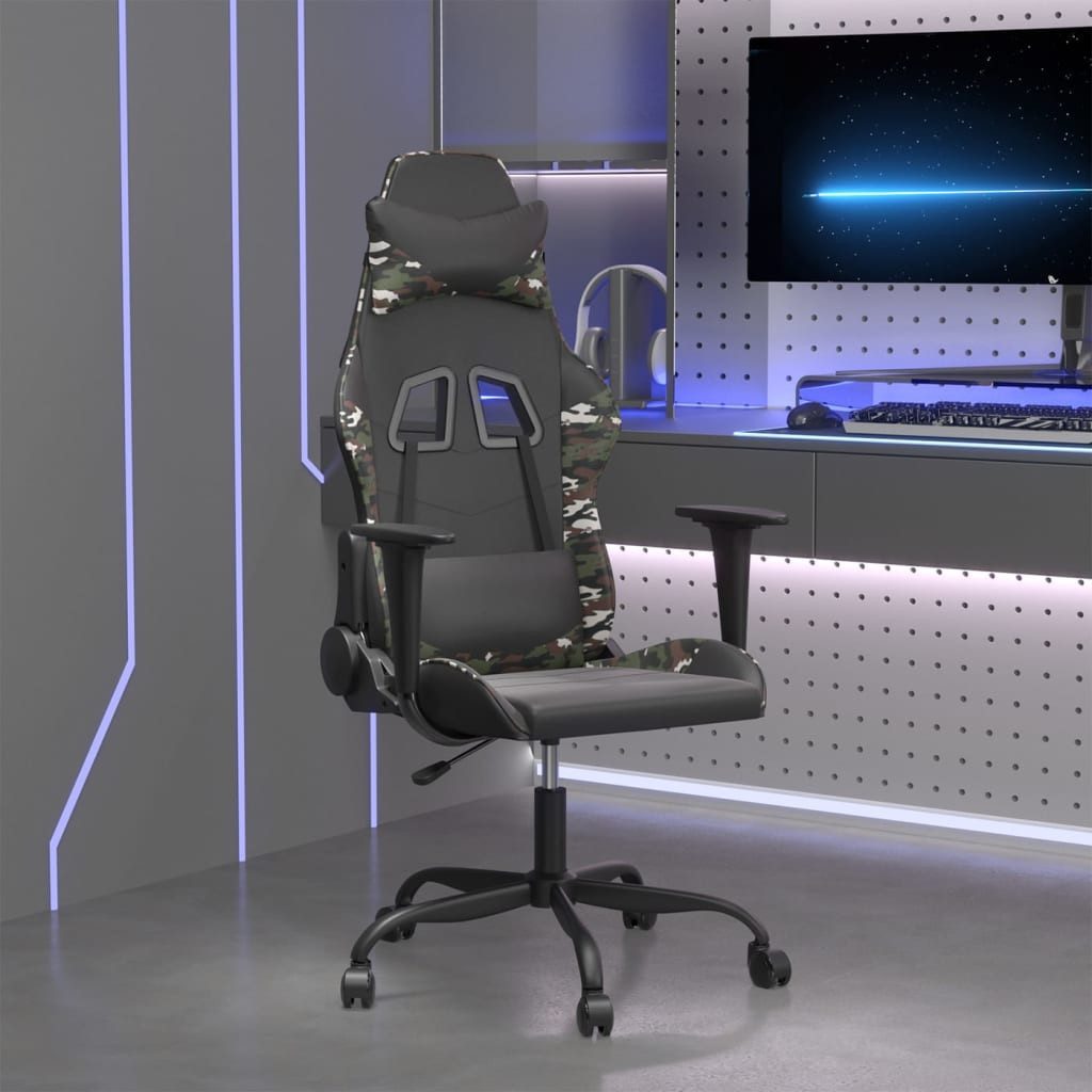 vidaXL Gaming-Stuhl Gaming-Stuhl Schwarz und Tarnfarben Kunstleder (1 St)
