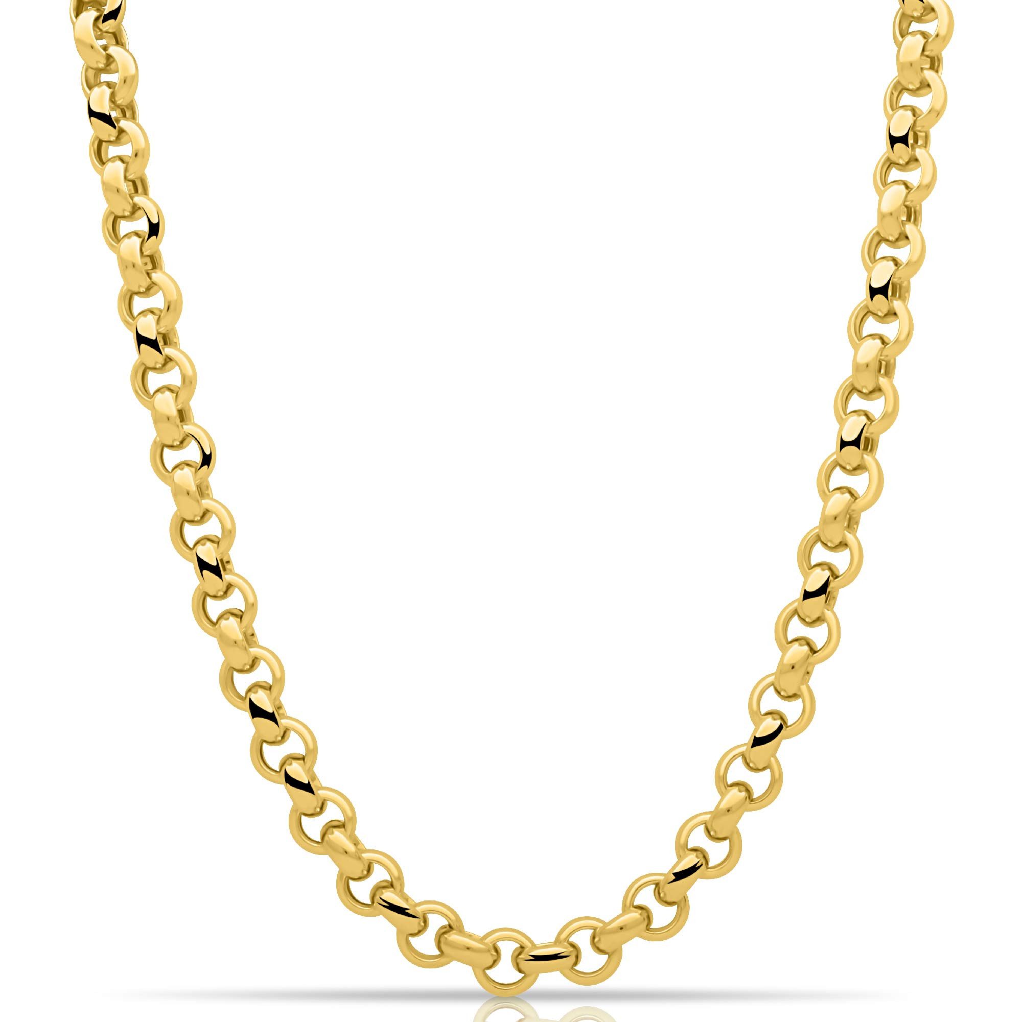 Tony Fein Statementkette Erbskette 11 mm 585er Vergoldet Gelbgold Hochglanzpoliert, Made in Italy für Damen und Herren