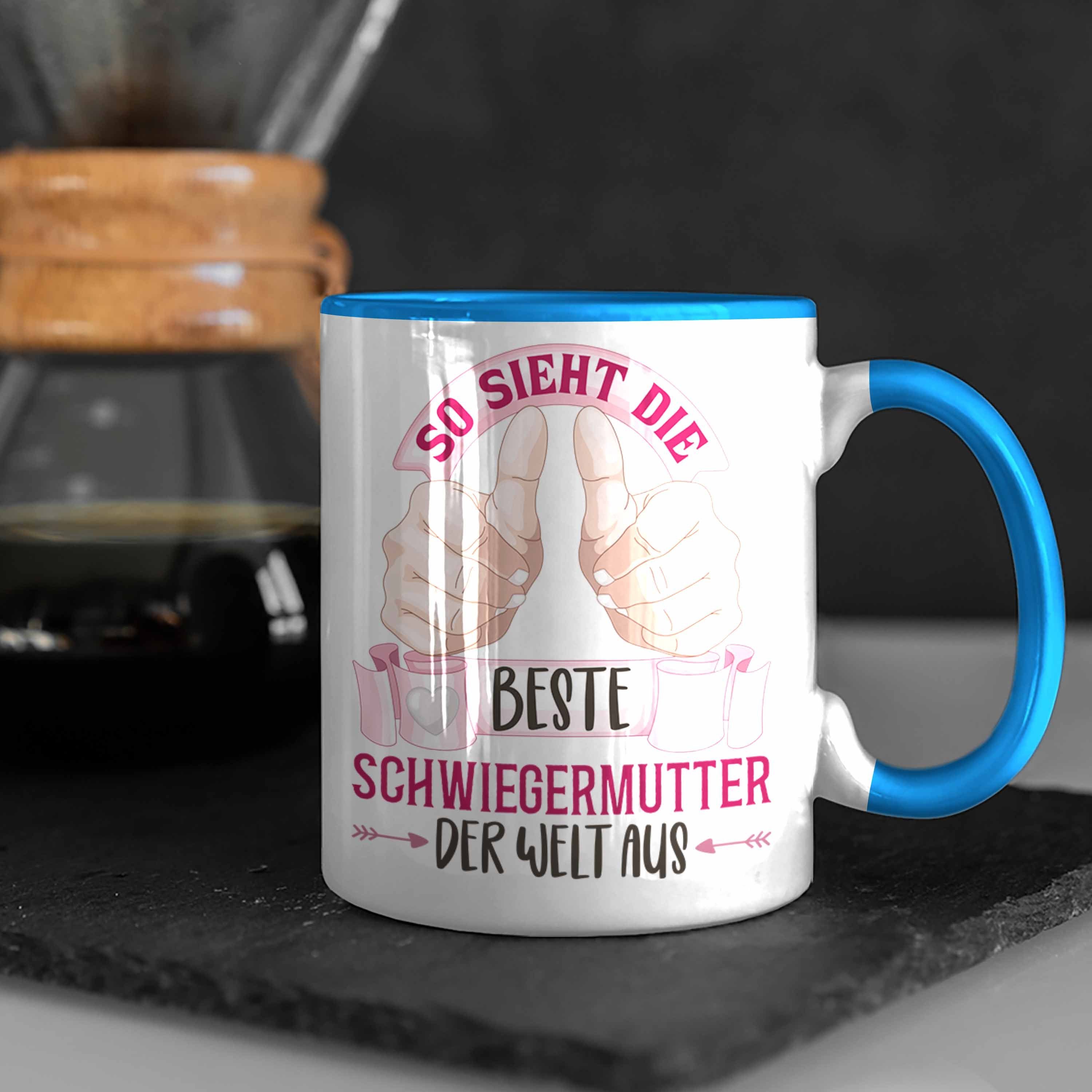 Trendation Tasse So Sieht Die der Welt Tasse Aus Schwiegermutter Beste Blau Geschenk Muttert