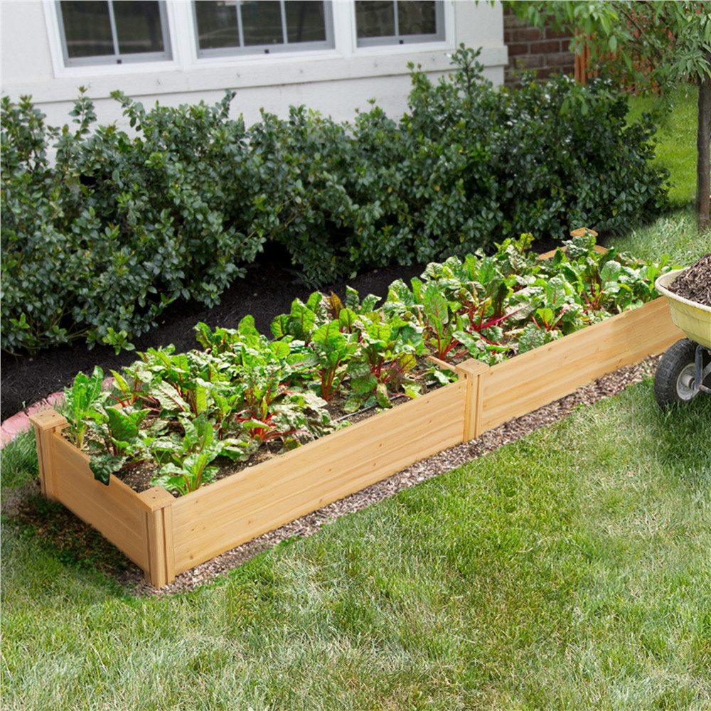 Yaheetech Hochbeet Trennbares Pflanzbeet, Pflanzkasten aus Holz Wetterfest Gartenbeet Kräuterbeet