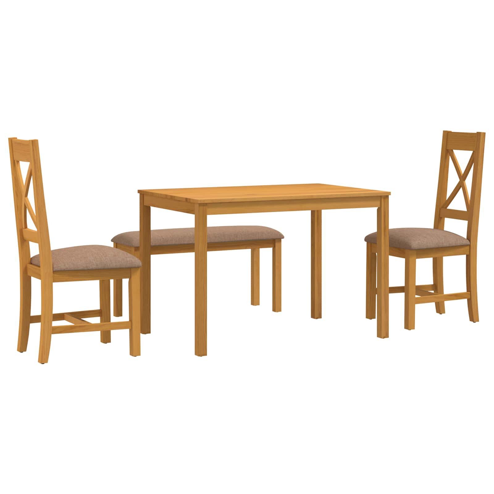 vidaXL Gartenlounge-Set Essgruppe 4 stk. Grau Massivholz Eiche, (4-tlg)