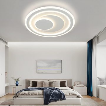 ZMH LED Deckenleuchte Acryl Modern Rund mit RGB Hintergrundleuchtung ∅50cm, Einstellbare Farbtemperatur, LED fest integriert, 3000-6500K+RGB, Rund Küchenlampe Design, für Wohnzimmer Schlafzimmer