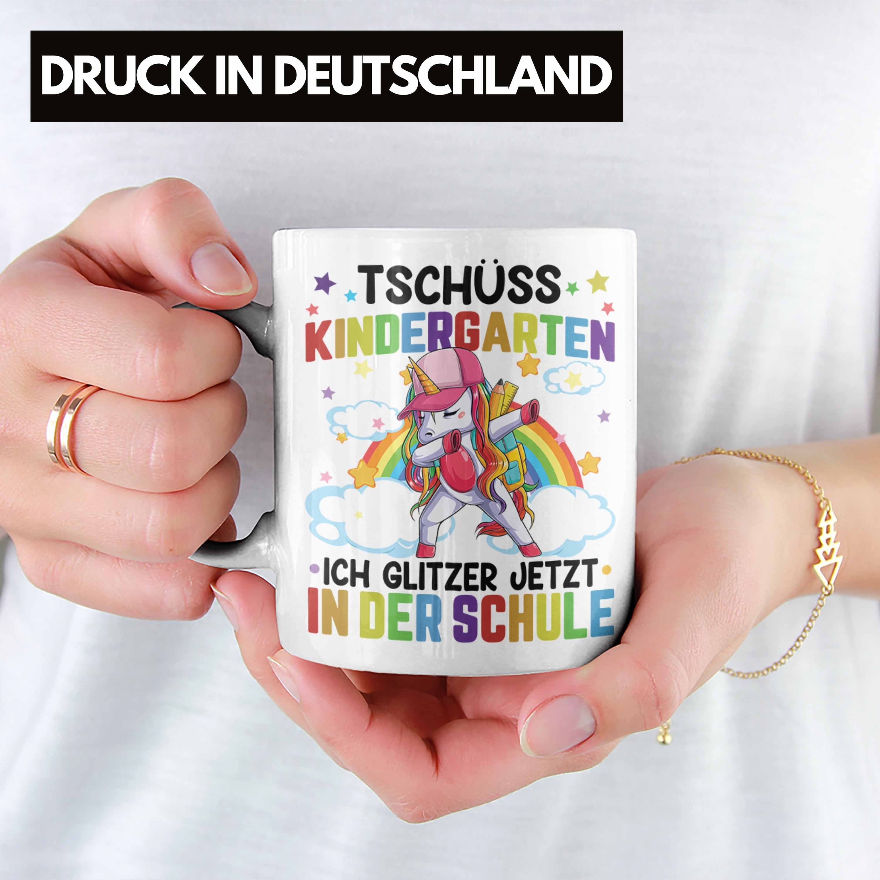 Trendation Tasse Trendation Weiss In Grundschule Kinderkarten Erster Schultag Tschüss Einschulung Der zur Glitzer Tasse - Ich Geschenk