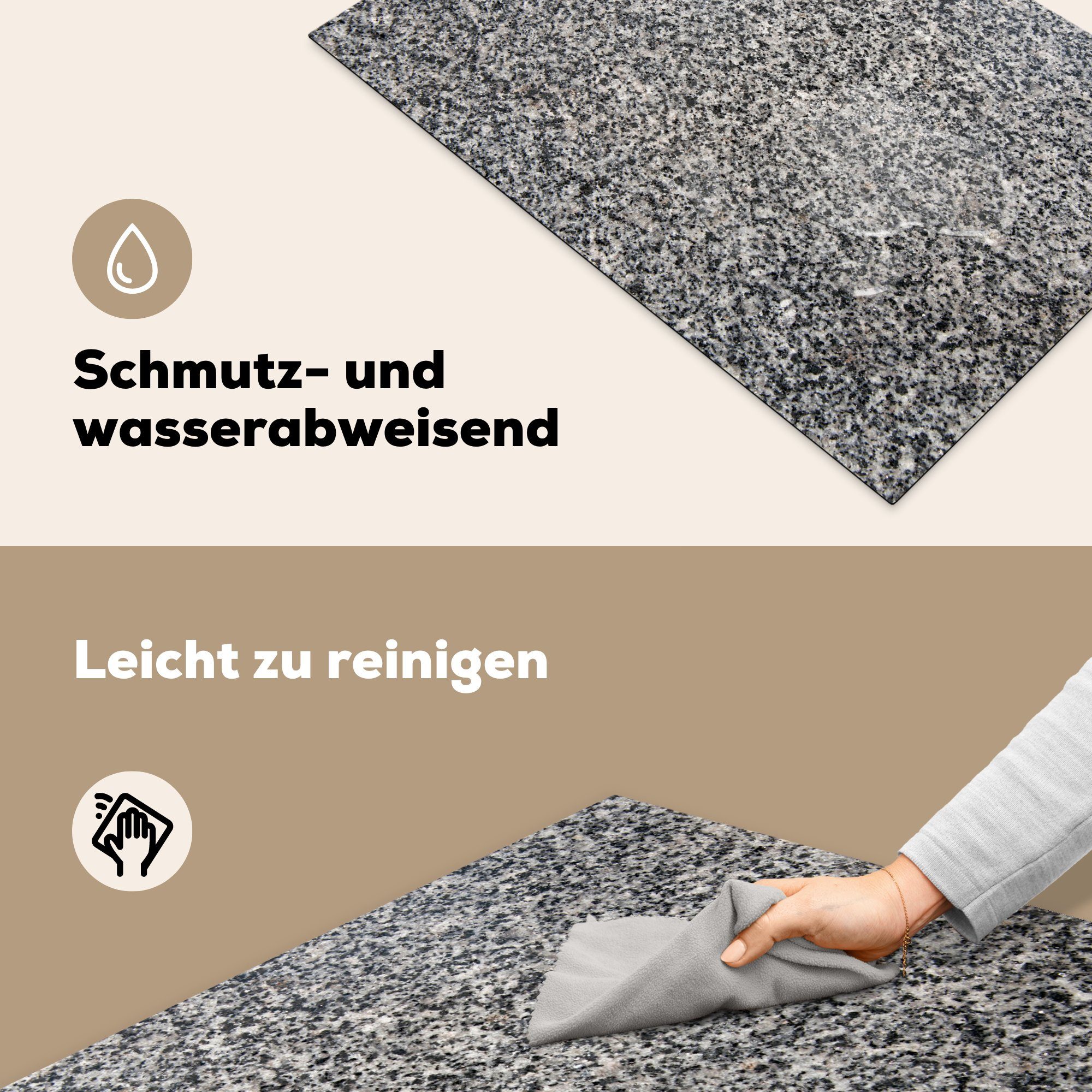 81x52 Grau, cm, Ceranfeldabdeckung Design Granit - küche, Herdblende-/Abdeckplatte die für Induktionskochfeld (1 - Industriell Vinyl, tlg), MuchoWow Schutz -