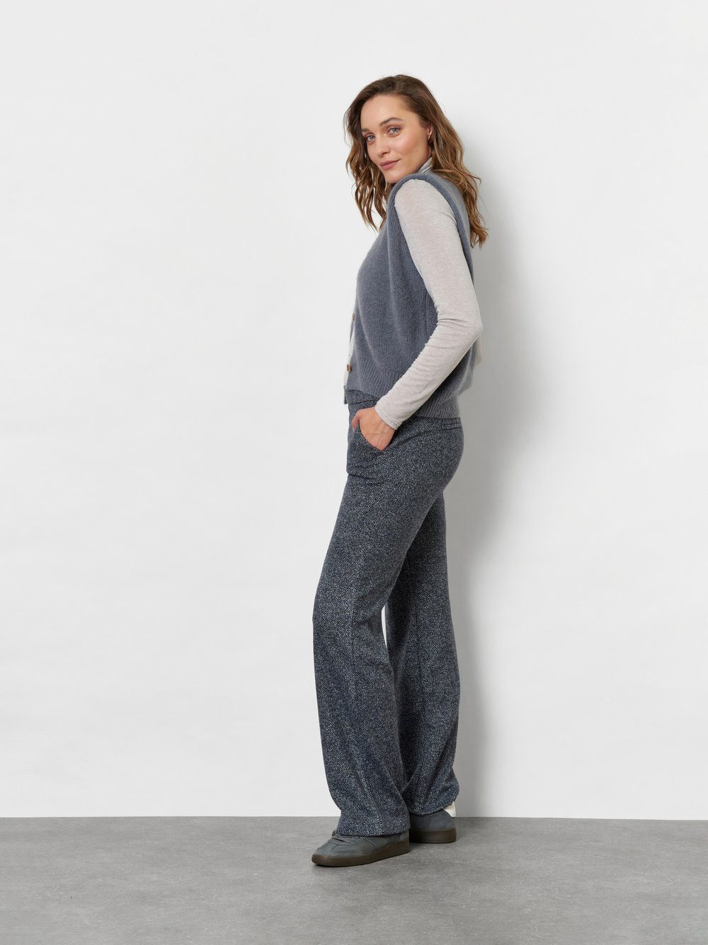 TONI Stoffhose Jenny Wide Leg in Tweed-Optik, mit Viskose