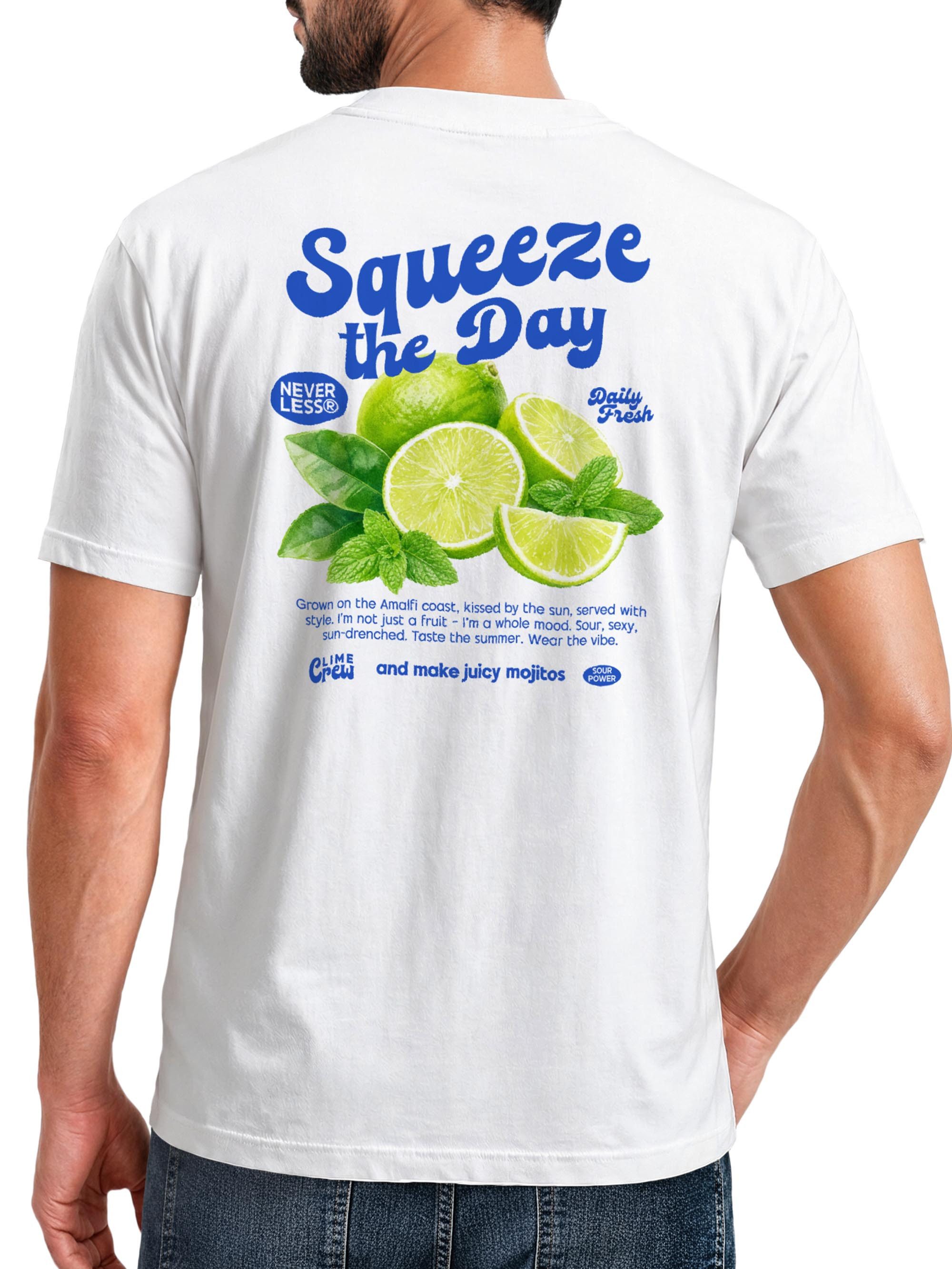Neverless Print-Shirt Herren T-Shirt Backprint - Zitronen Limetten Design - Baumwollshirt mit Print