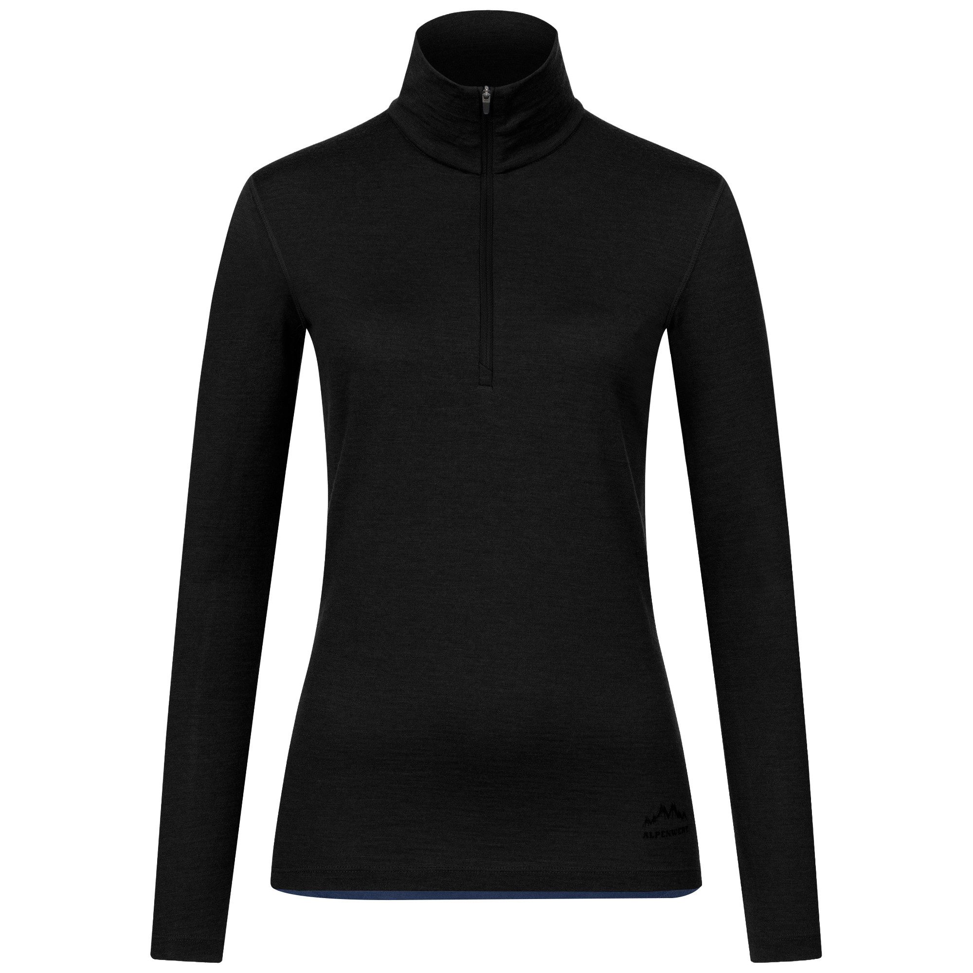 Alpenwert Funktionsshirt Damen Zip-Pullover aus 100% Merinowolle – atmungsaktiv (1 Pack) Antibakteriell, Anti-Schweiß-Geruch, Outdoor & Funktionsshirt