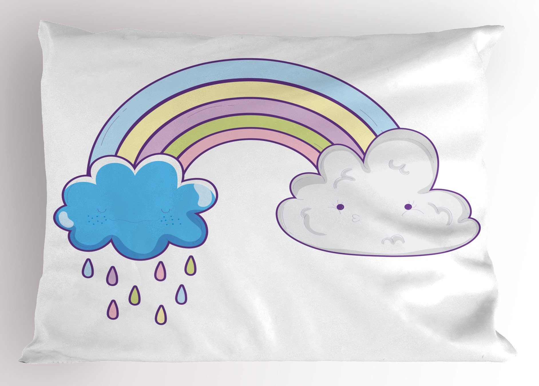 Kissenbezüge Dekorativer Standard King Size Gedruckter Kissenbezug, Abakuhaus (1 Stück), Regenbogen Raining Wolken Cartoon