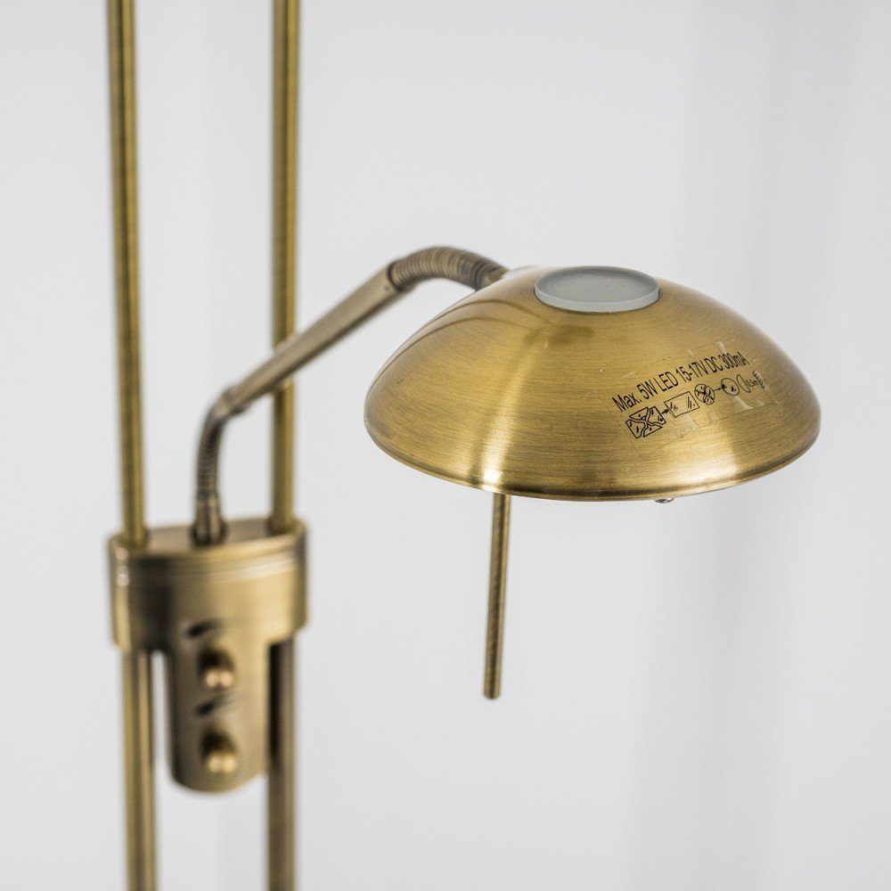 hofstein Deckenfluter »Roppa« dimmbare Stehleuchte aus Metall in Altmessing, 3000 Kelvin, Drehdimmer am Gehäuse, 1600 Lumen,480 Lumen, mit verstellbarem Lesearm – Bild 5 von 5