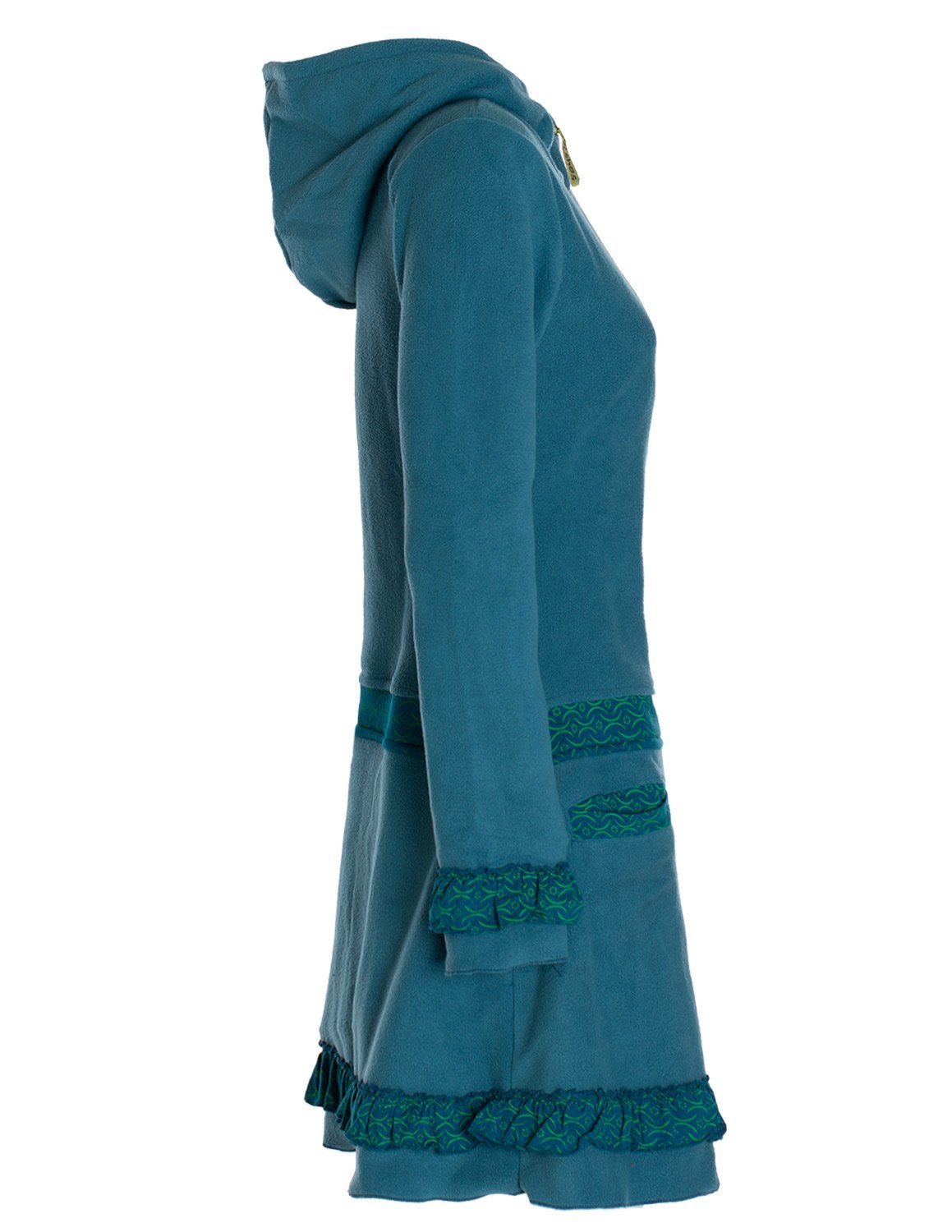 Vishes Kurzmantel Lange Fleecejacke Fleecemantel Übergangsjacke ECO-Fleece Goa, Hippie, Elfen Style – Bild 3 von 5