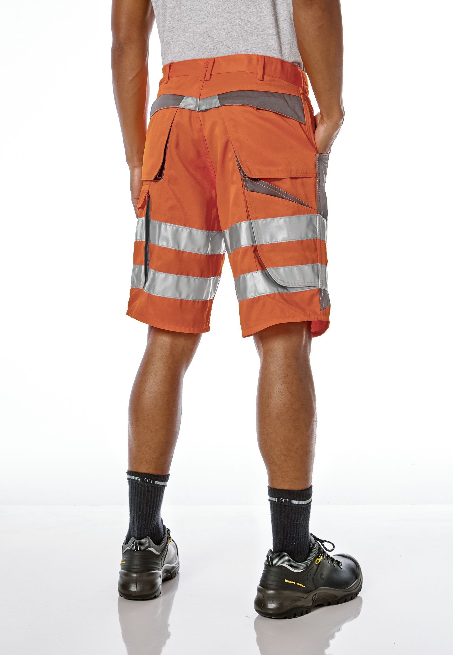 PKA Arbeitsshorts Warnschutz, Warnorange zertifiziert nach EN ISO 20471:2013+A1:2016 Klasse 1