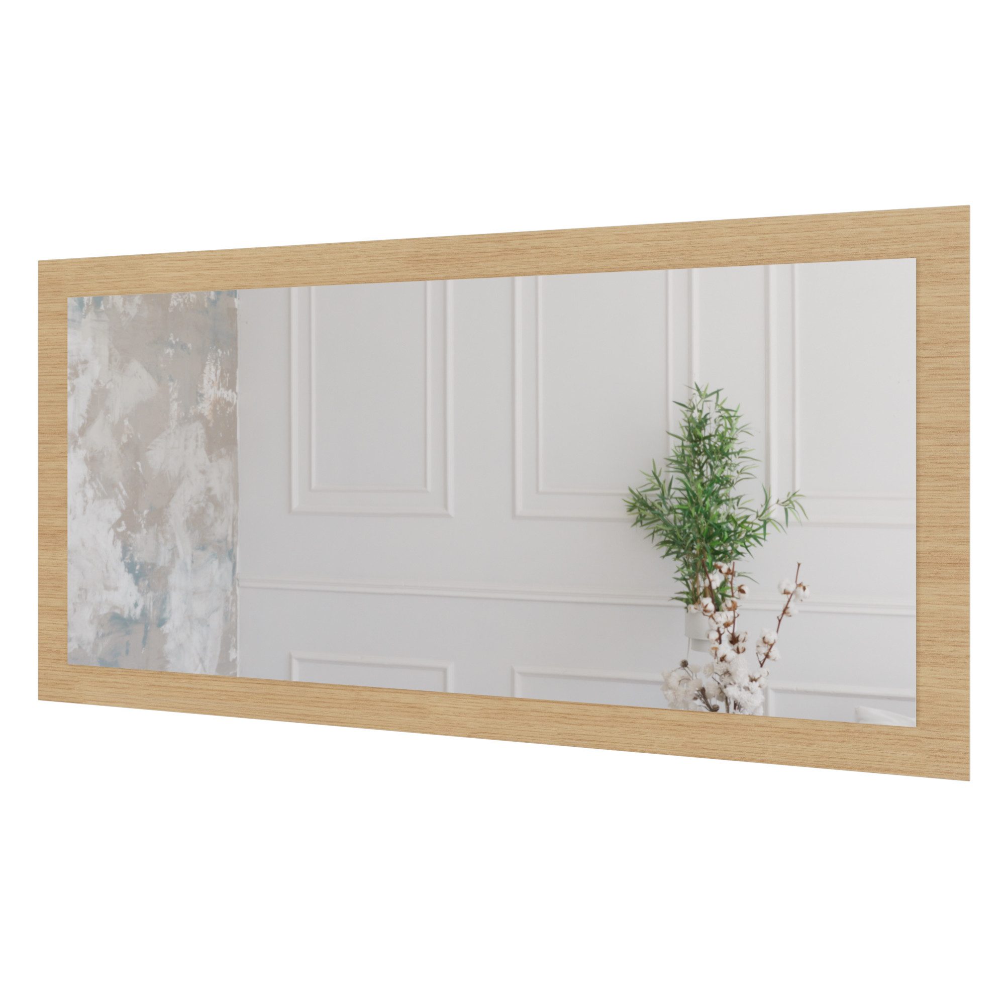 MySpiegel.de Wandspiegel Doman auf dekorativen Holzplatte im modernen Stil mit elegantem Rahmen