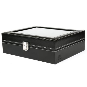 H&S Schmuckständer Uhrenkasten für Männer und Frauen - Schwarz, Kunstleder, 10 Uhren, Watch Box for Men and Women - Black, Faux Leather, 10 Watches