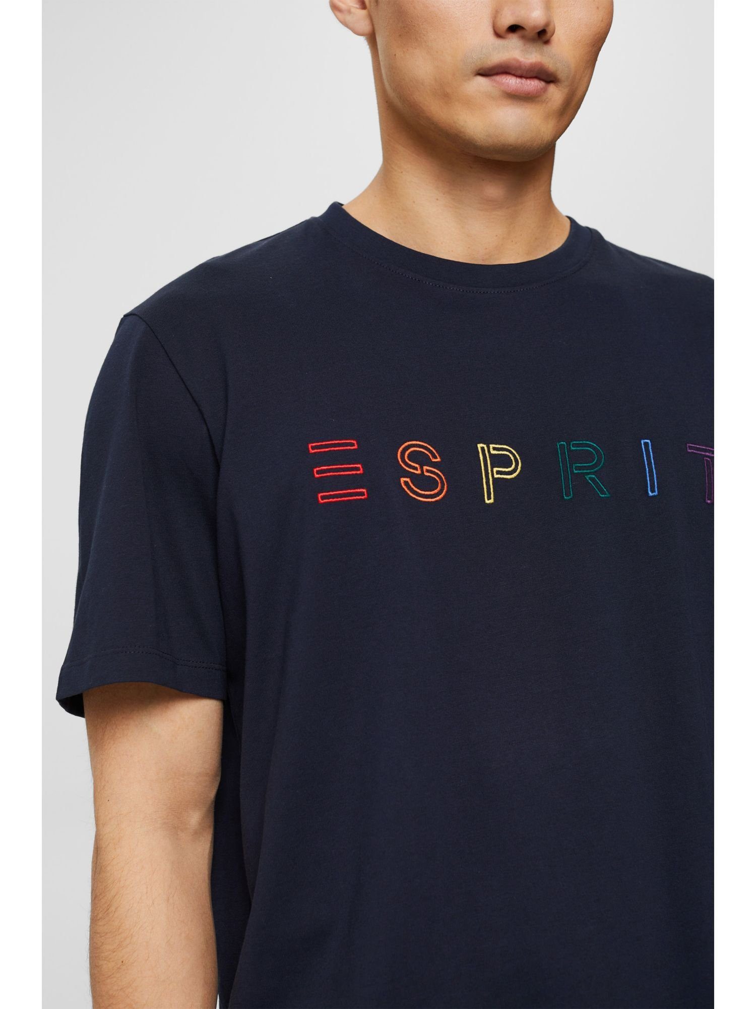 NAVY T-Shirt Esprit (1-tlg) Stickerei Jersey-Shirt mit