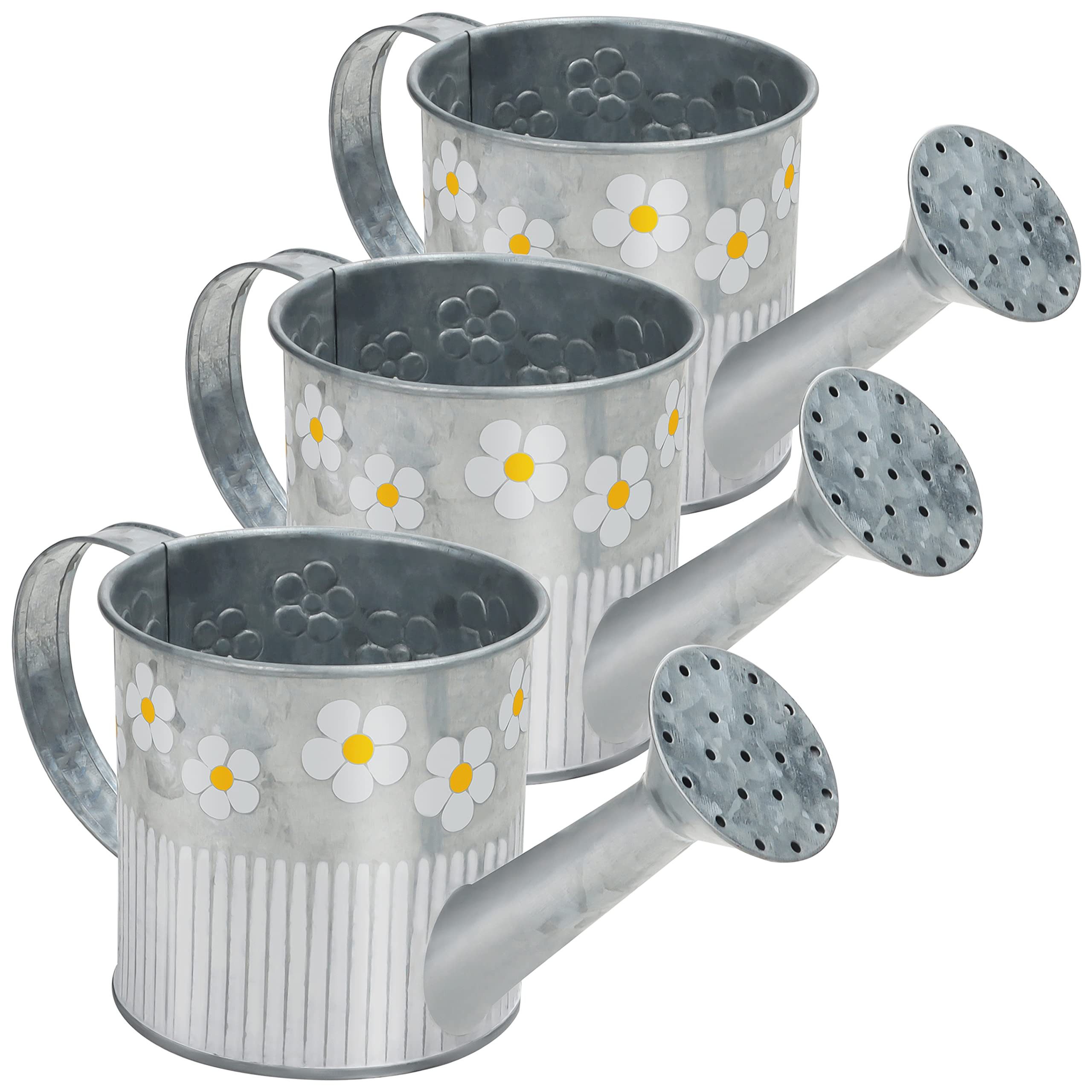Belle Vous Gießkanne Metall Gießkanne Deko Silber 550ml 3er Set für