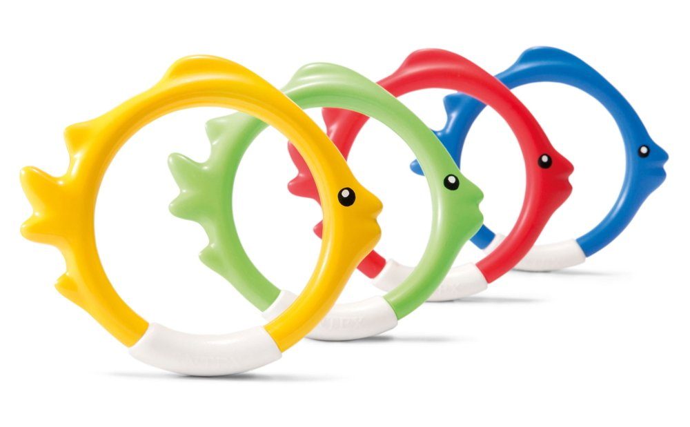 Intex Badespielzeug 4 Intex Tauchringe Underwater Fish Rings bunt ab 6 Jahren 55507