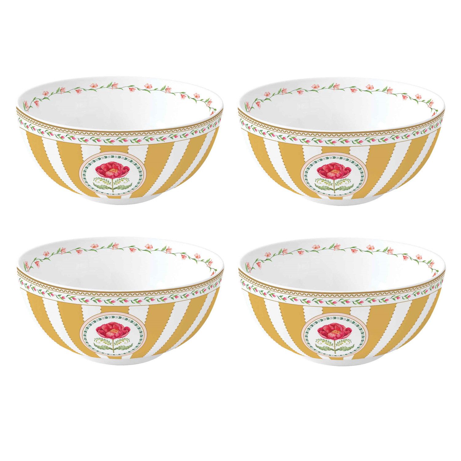 EasyLife Müslischüssel Flowery, Porzellan, Spülmaschinengeeignet, Mehrfarbig, Blumen, H: 7cm