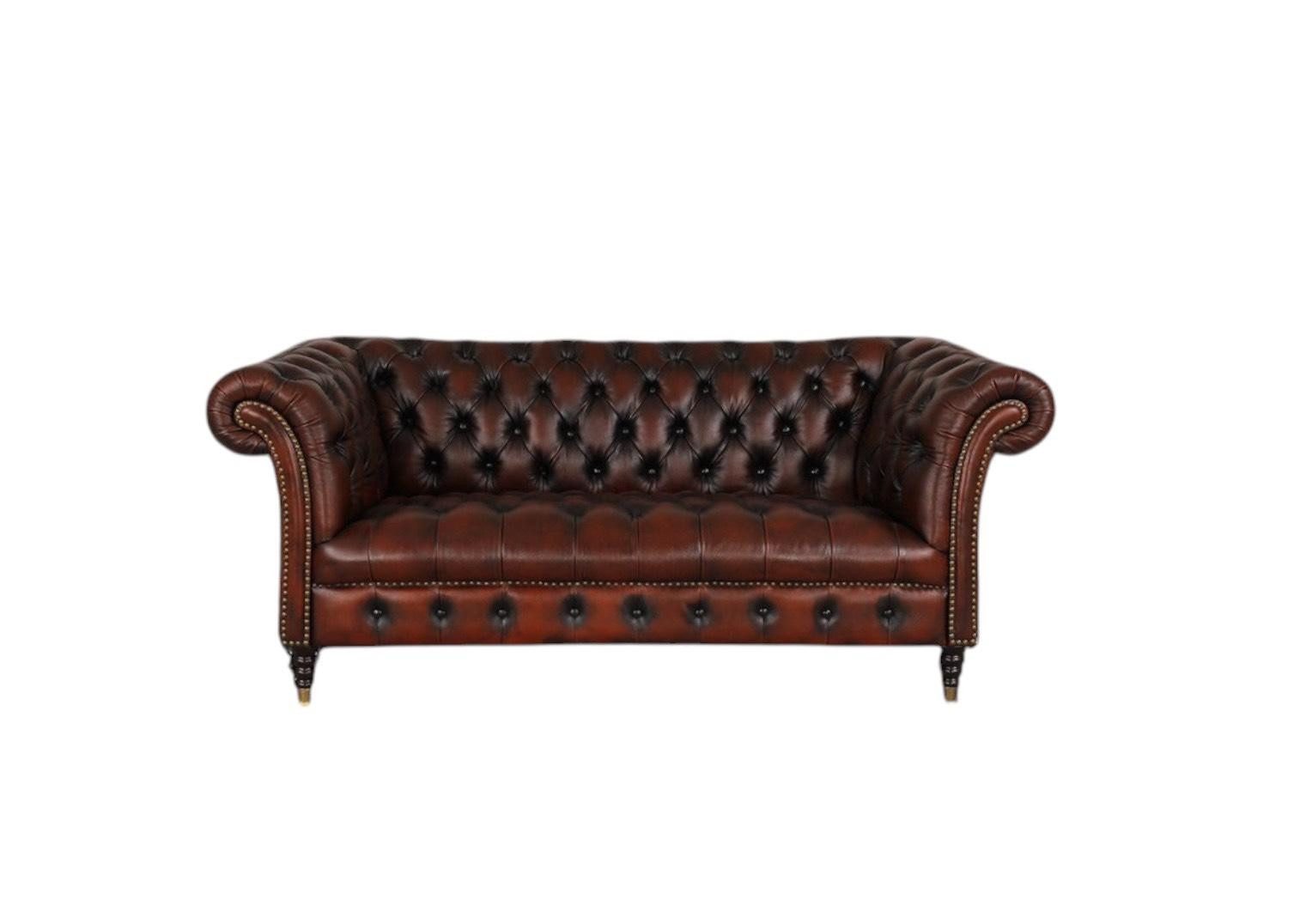 Salottini Chesterfield-Sofa XL Elite Sofa Chesterfield 2-Sitzer Couch Trent Ledersofa Salottini, 1 Teile, Handarbeit