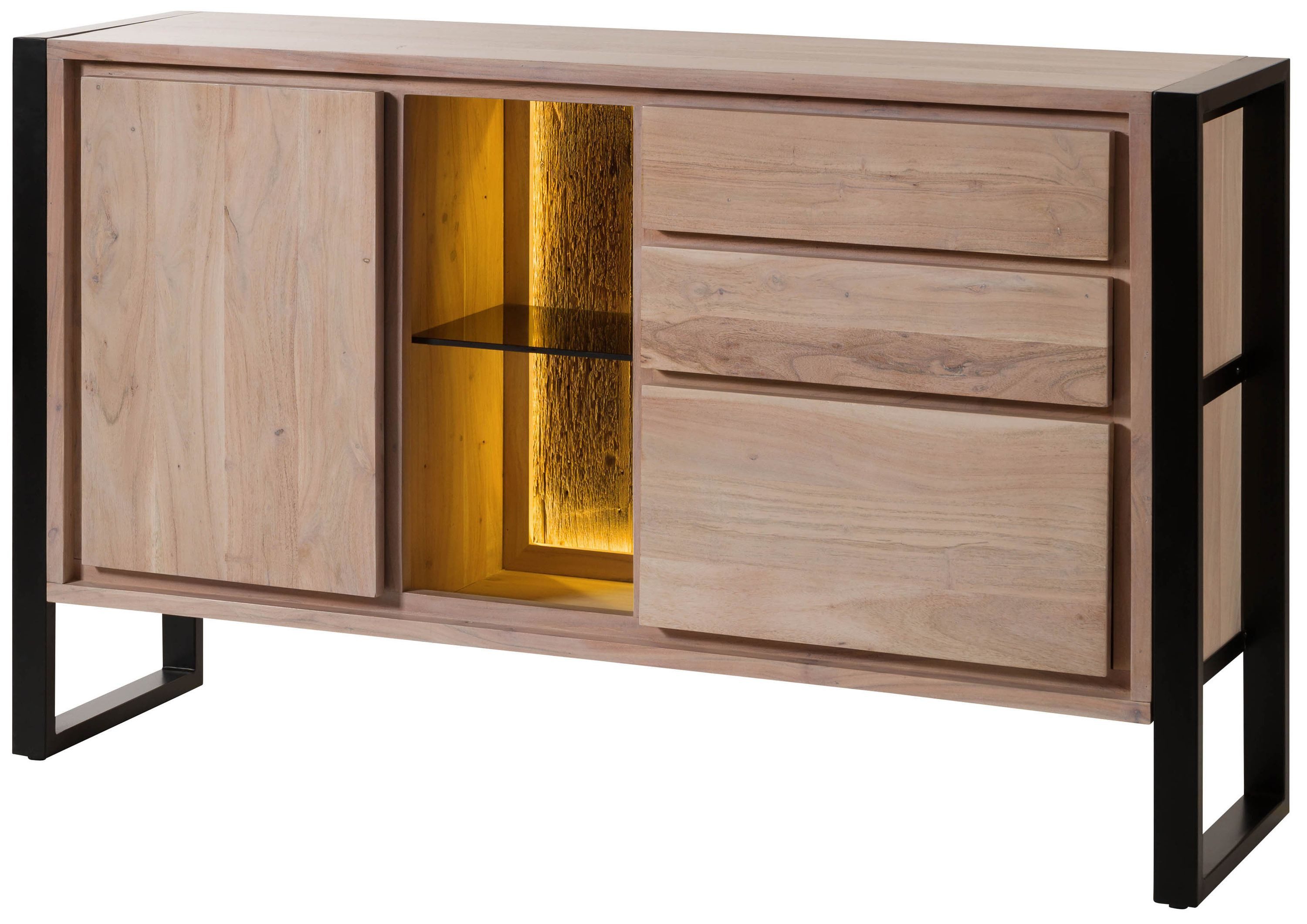 Massivmoebel24 Sideboard (Massivholz), Akazie / Altholz 150x40x90 natur lackiert DENVER #110