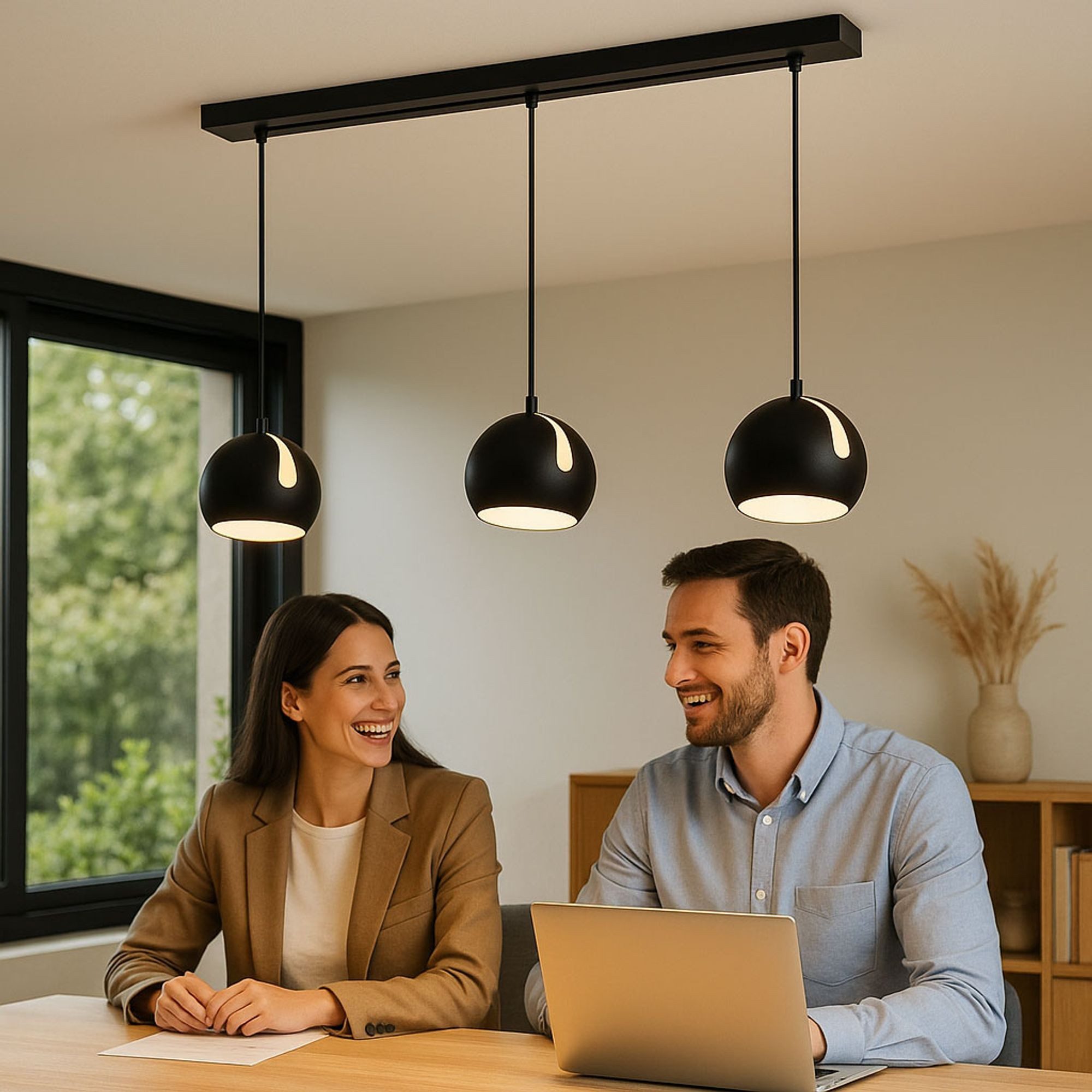 s.luce Pendelleuchte Ball Esstisch-Pendelleuchte 2-5-flammig Ø 30cm Balken 160cm Weiß