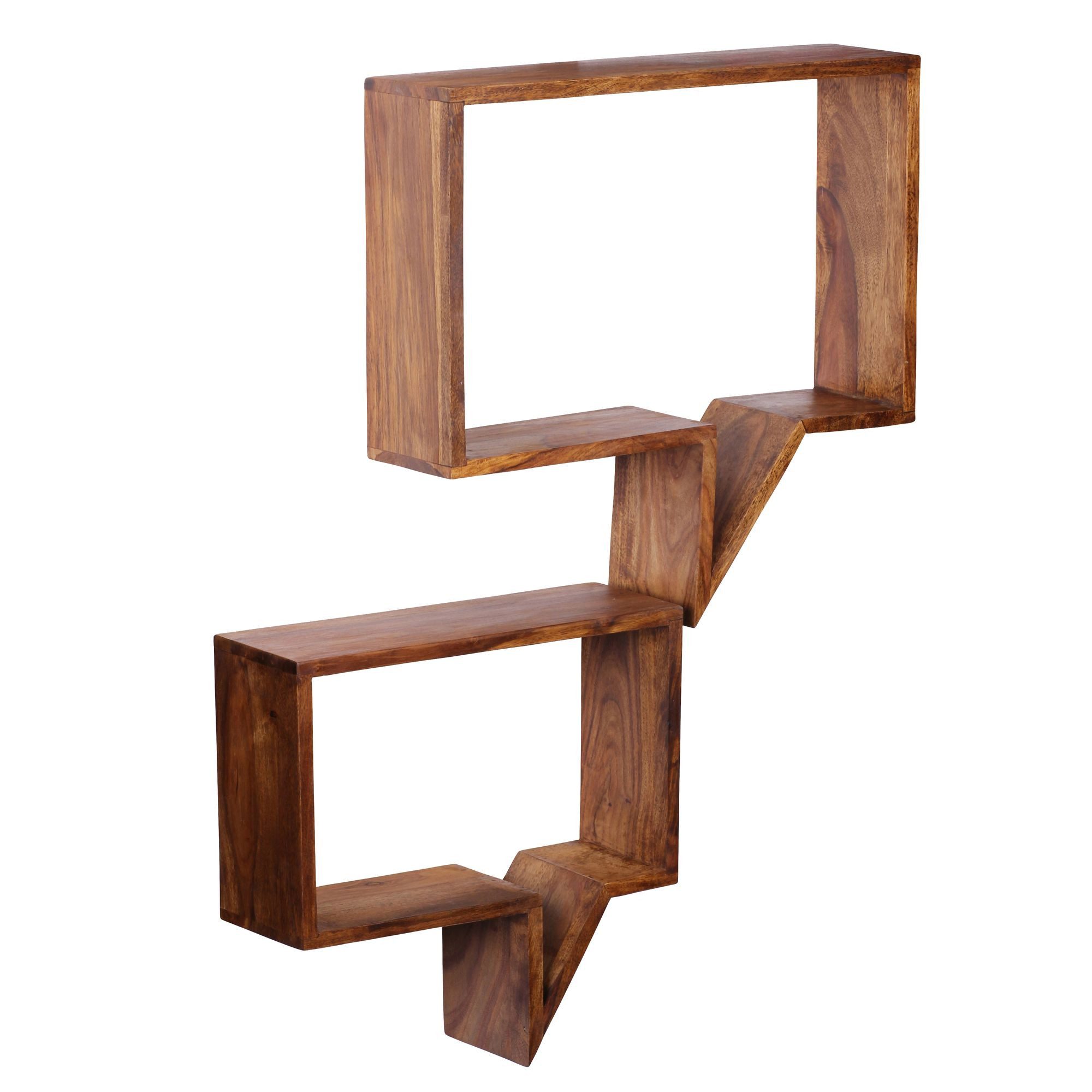 furnicato Regal 2er Set Wandregale MUMBAI Massivholz, Walnuss finish Holzregal