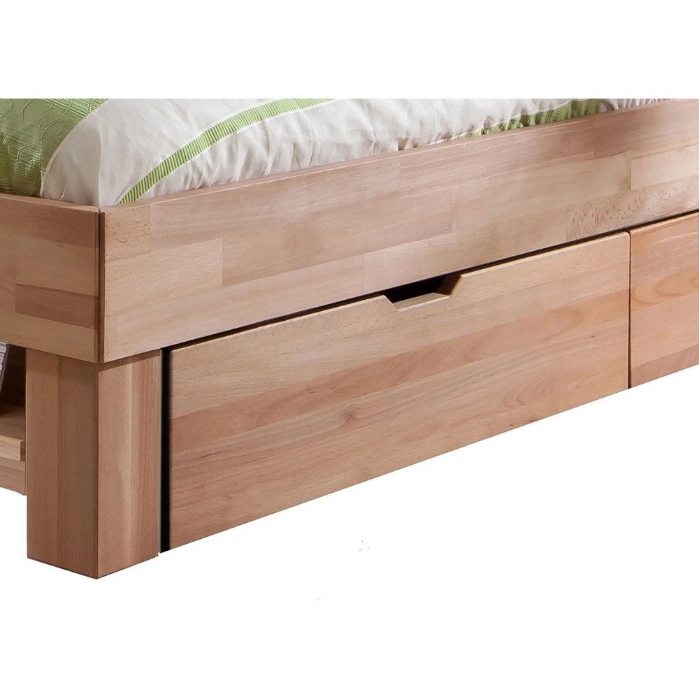 Meble Stolrus Schlafzimmer-Set Bettkasten Schubladen Kernbuche massiv geölt 2er oder 4er Set Judith, Front kernbuche massiv