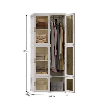 PHOEBE CAT Kleiderschrank Faltbar Kleiderschränke, inkl. 6 transparent Tür mit magnetverschluss
