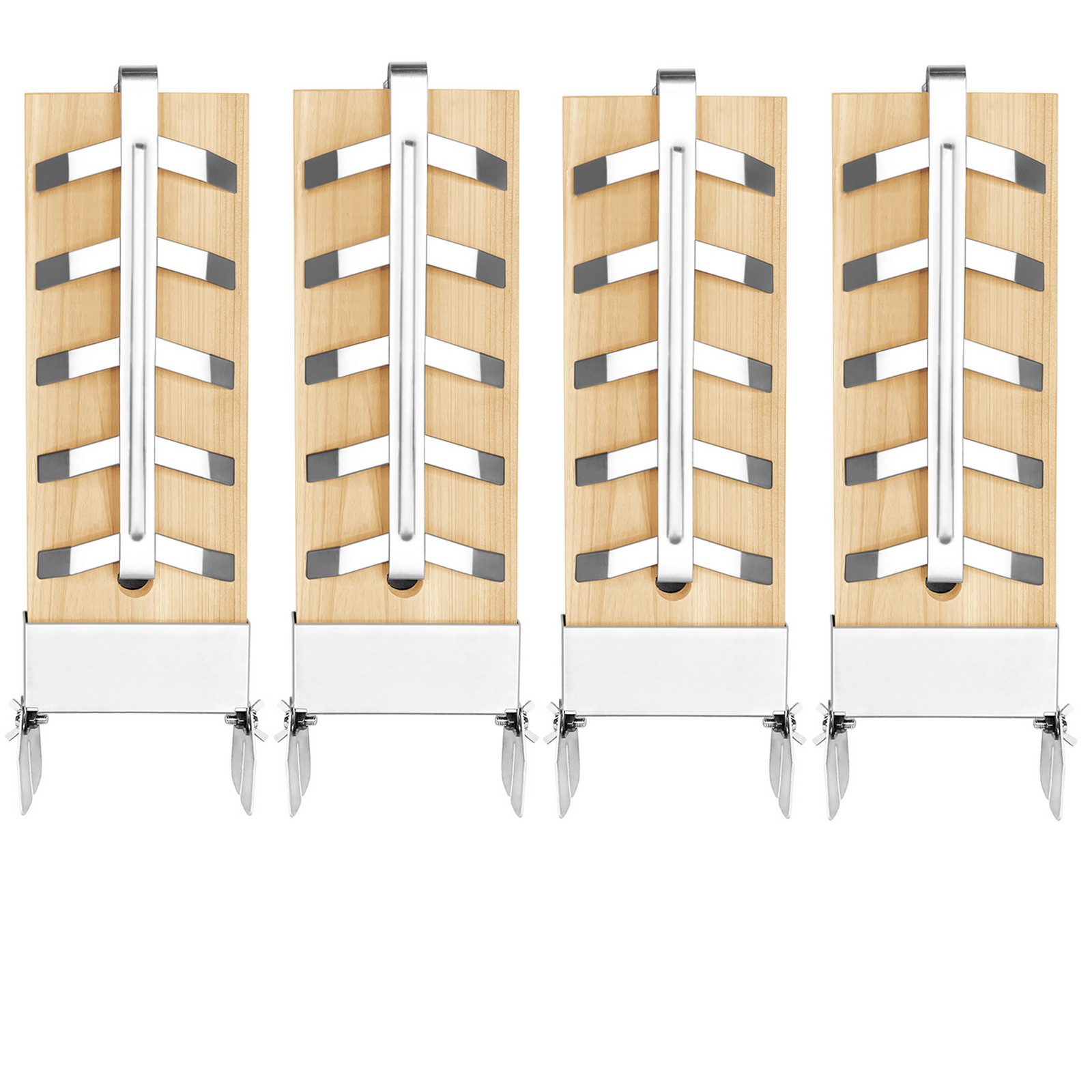 FIVMEN Räucherbrett Flammlachsbretter Räucherbrett Flammlachs Brett 2/4er-Set, (4-St), mit Stabiler Edelstahl-Halterung für Lachsfilet, Feuerschale & Grill