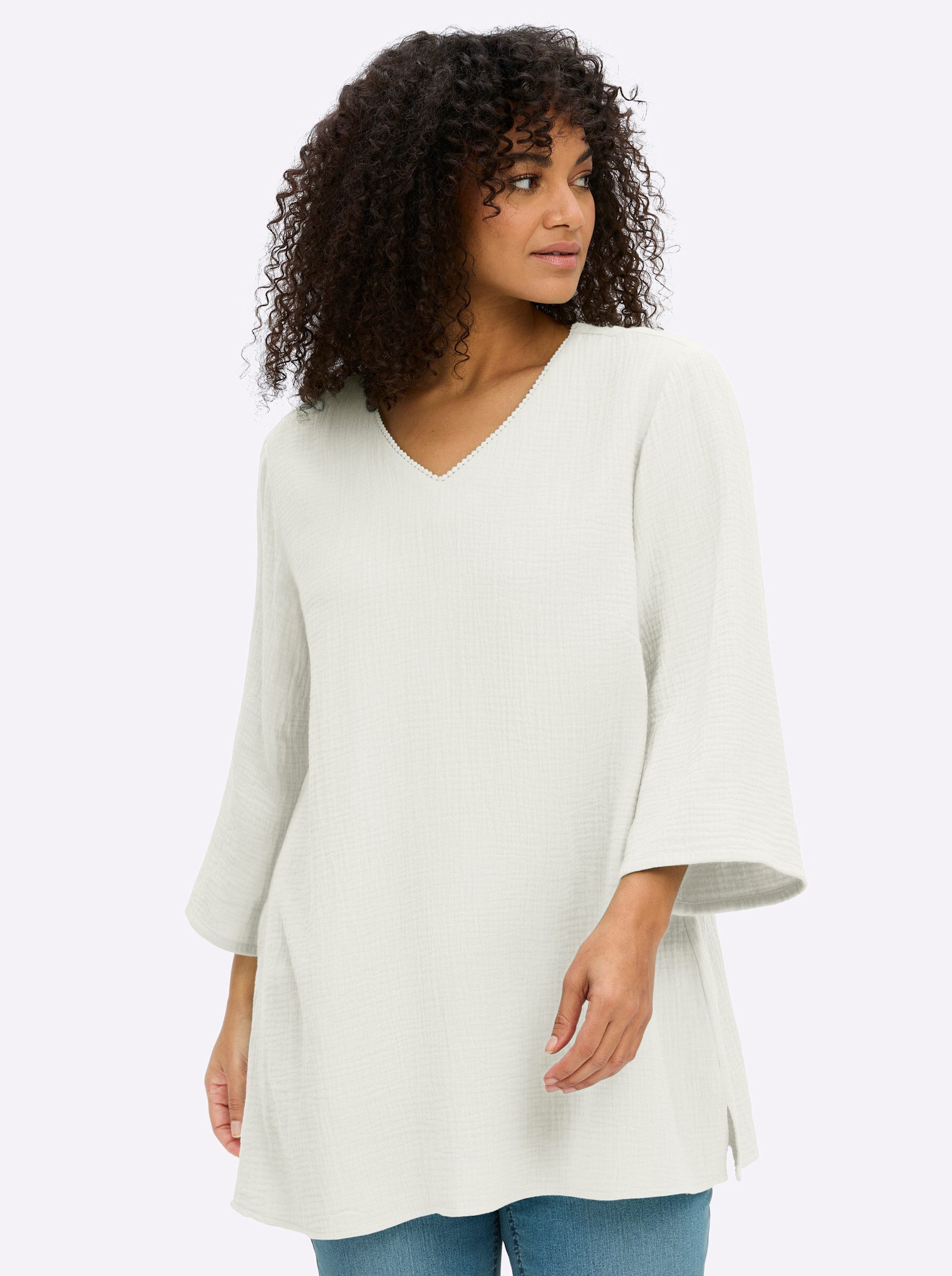 Sheego Klassische Bluse Tunika 3/4-Arm