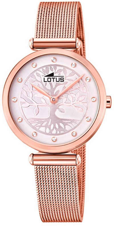 Lotus Quarzuhr LOTUS Damen Uhr Fashion 18710/2, Damenuhr rund, klein (ca. 29mm) Edelstahlarmband rosegold