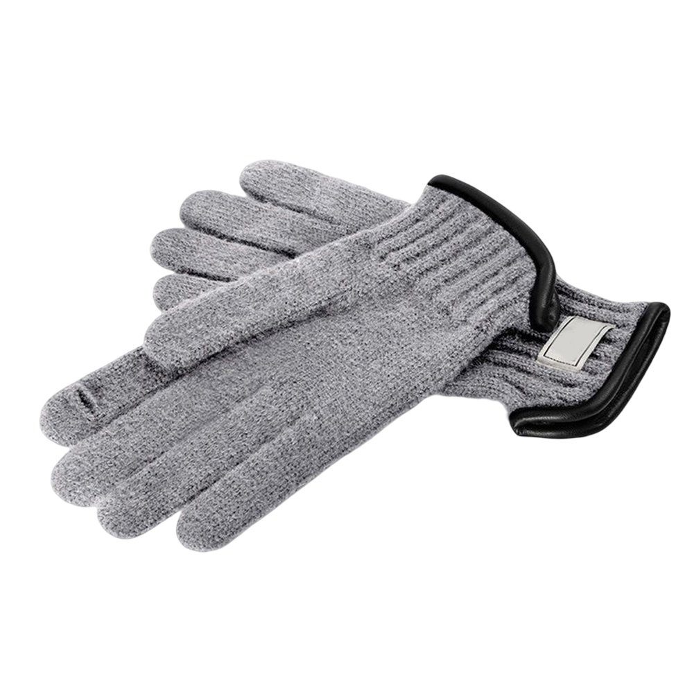 Blusmart Fleecehandschuhe Winter-Strickhandschuhe Für Herren, Touchscreen, Winddicht, Warm dz144 light gray leather edgingXL