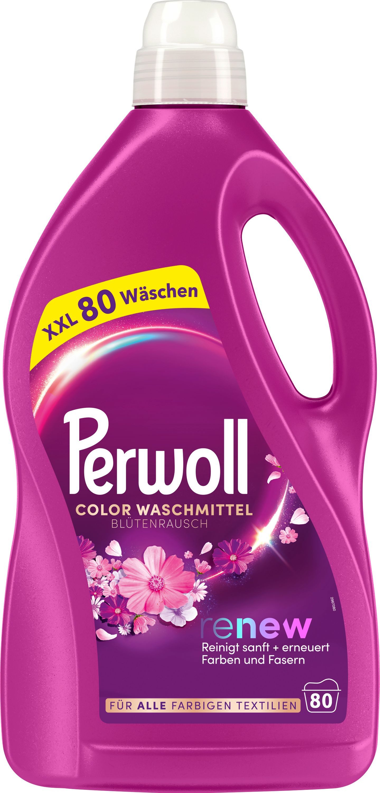 Perwoll Color Blütenrausch Gel 80 WL Colorwaschmittel (XXL-Pack, [1-St. Flüssigwaschmittel mit Dreifach-Renew-Technologie)