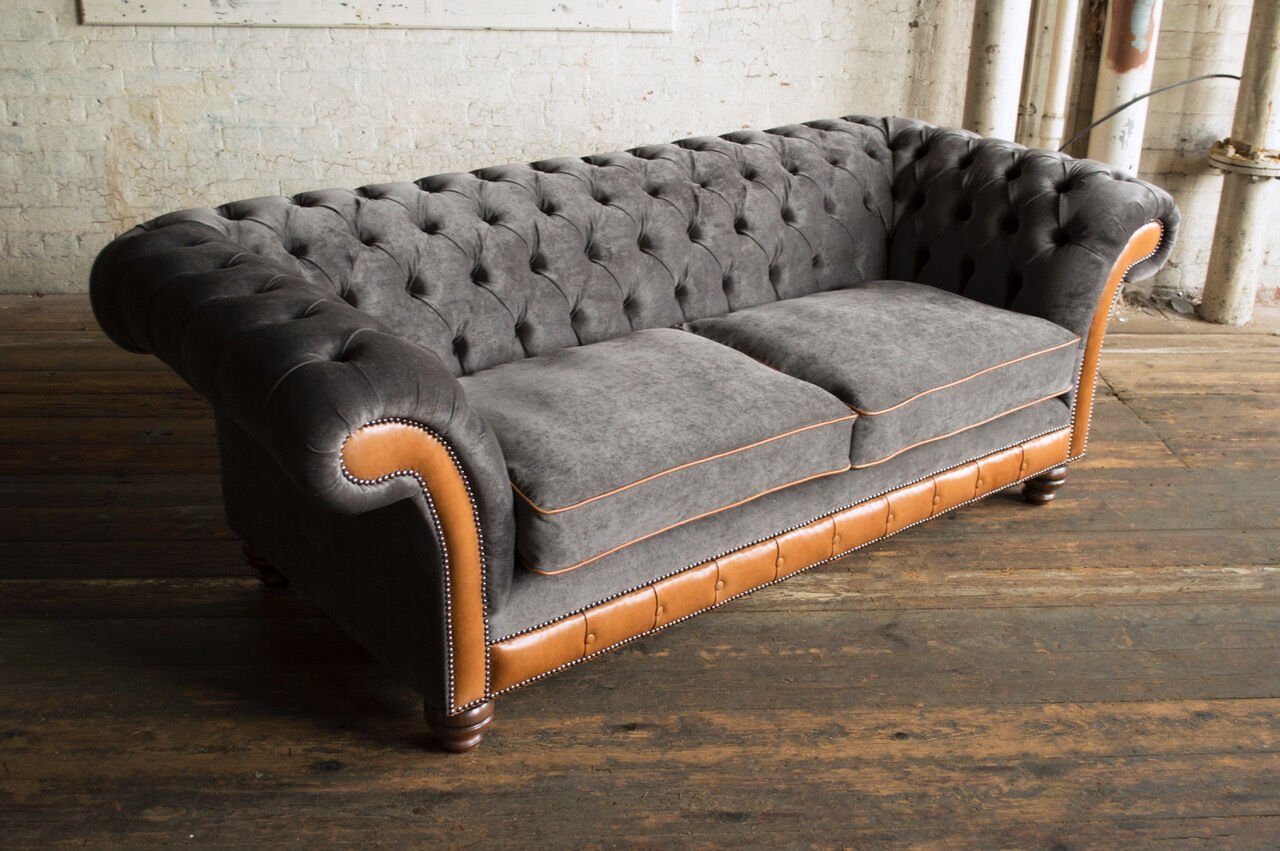 225 3 Sofa Chesterfield-Sofa, cm Design Couch Sofa JVmoebel Chesterfield Sitzer