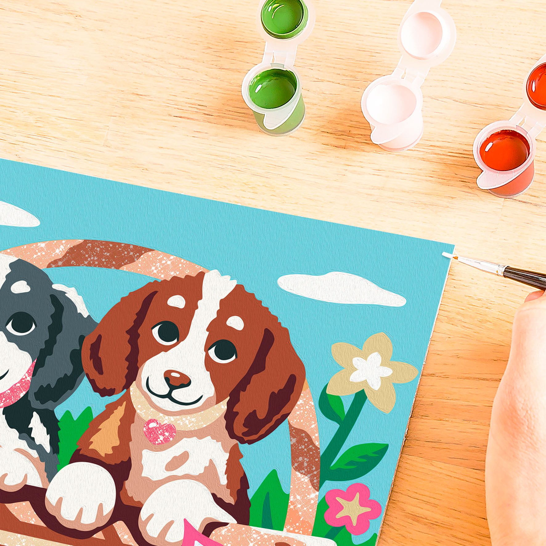 Ravensburger Malen nach Zahlen CreArt, Hunde im Körbchen, Made in Europe