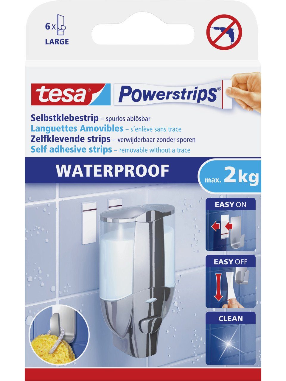 Klebehaken tesa Haken Powerstrip Large weiß, waterproof