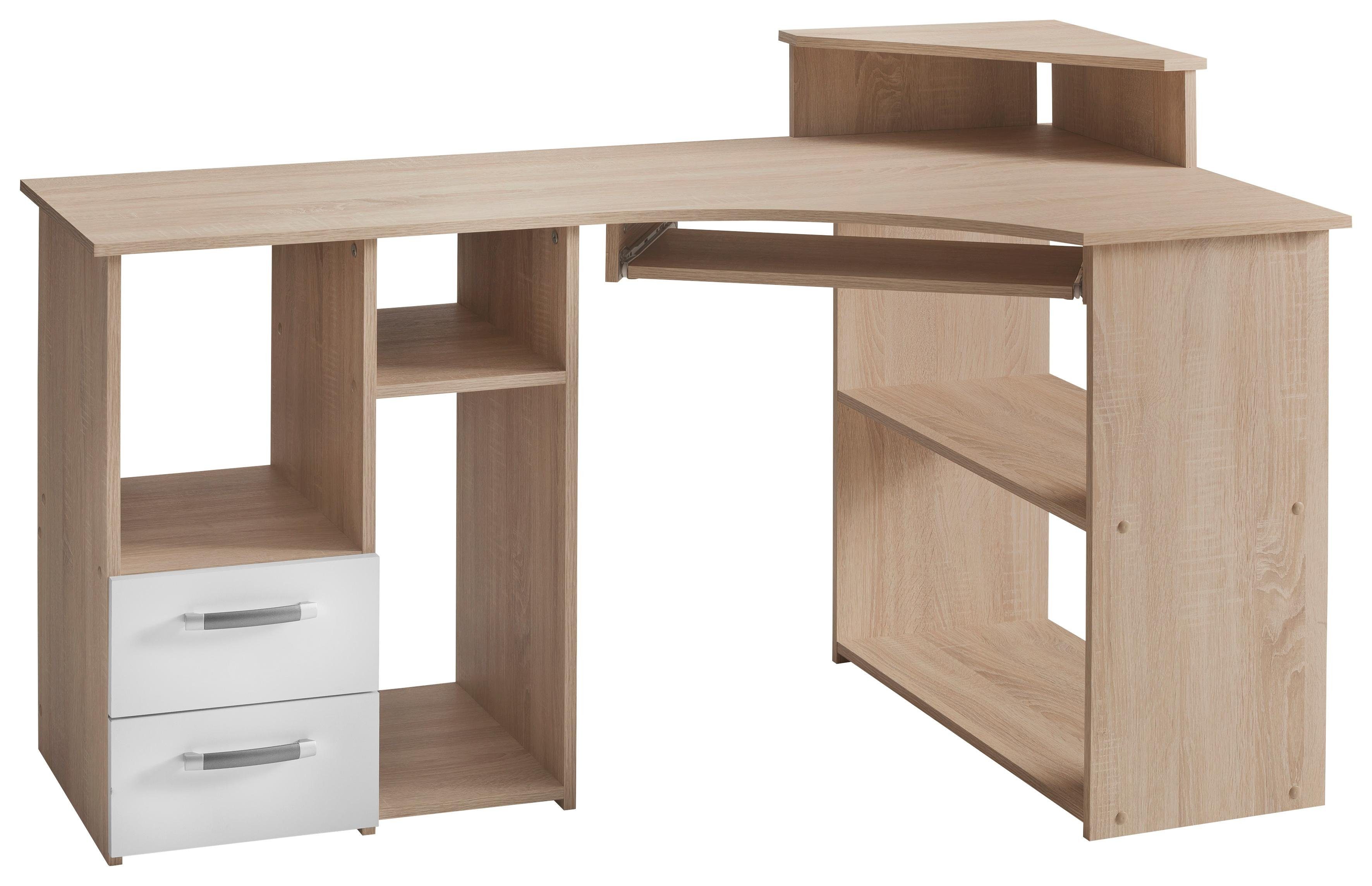 VOGL Möbelfabrik Schreibtisch Sam, Breite 137 cm, mit Tastaturauszug und Towerfach eichefarben